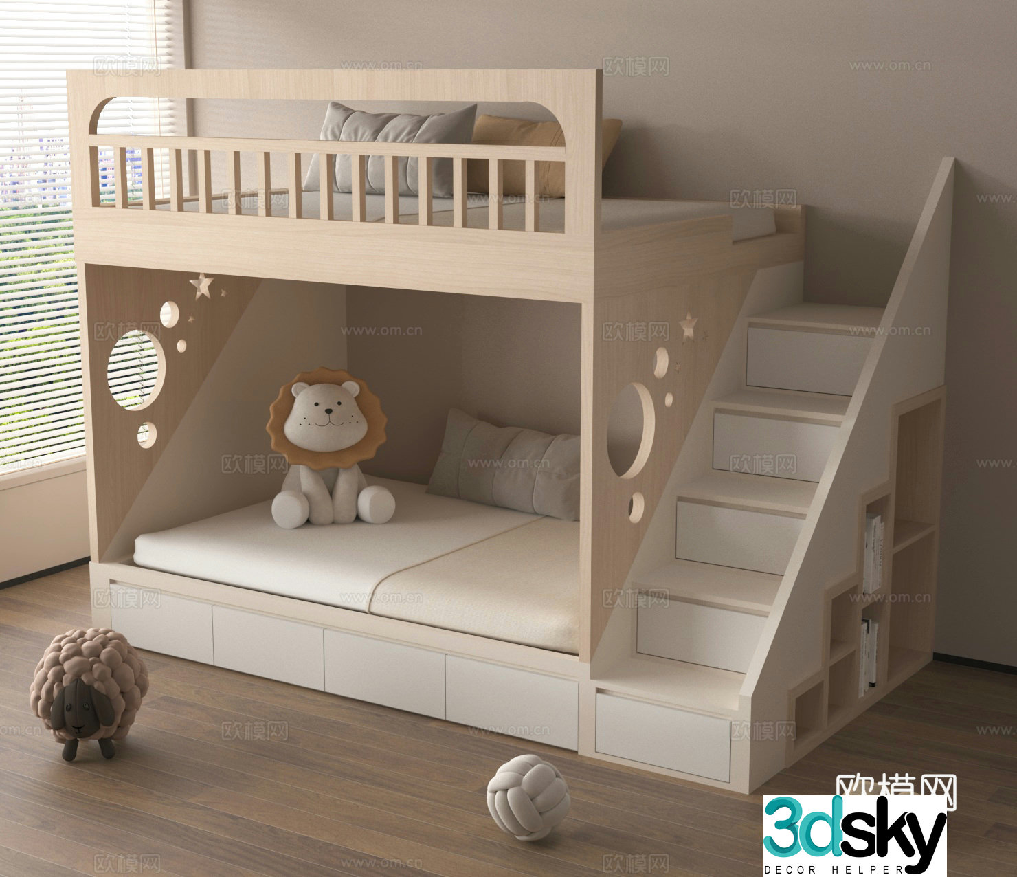Up and down bed Children’s bed Up and down bunk High and low bed 3D model