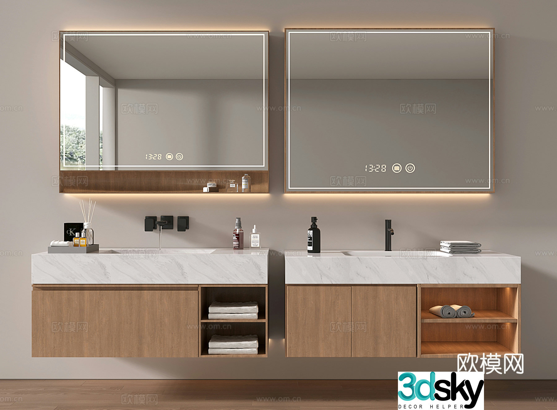 Modern bathroom cabinet bathroom cabinet hanging bathroom cabinet mirror 3d model