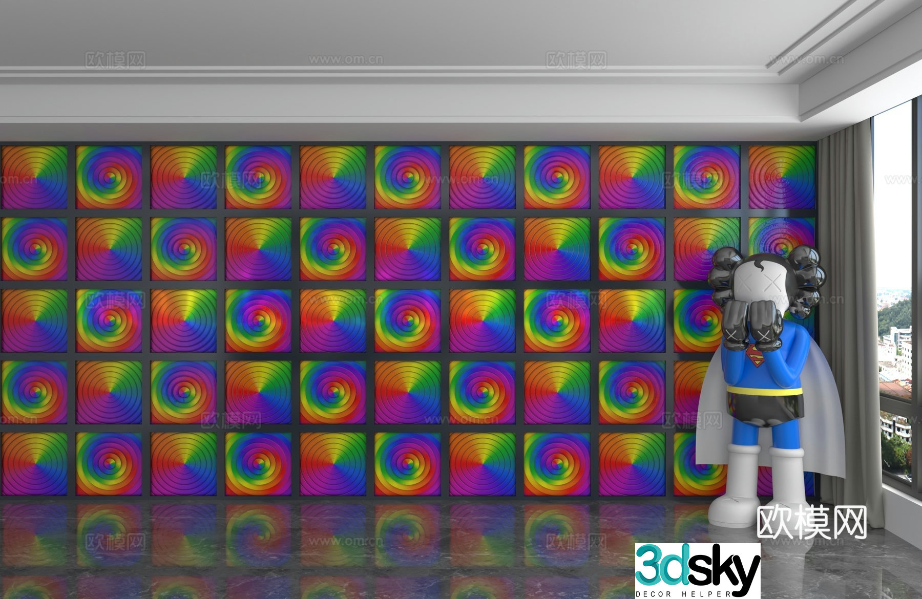 Modern background wall 3d model