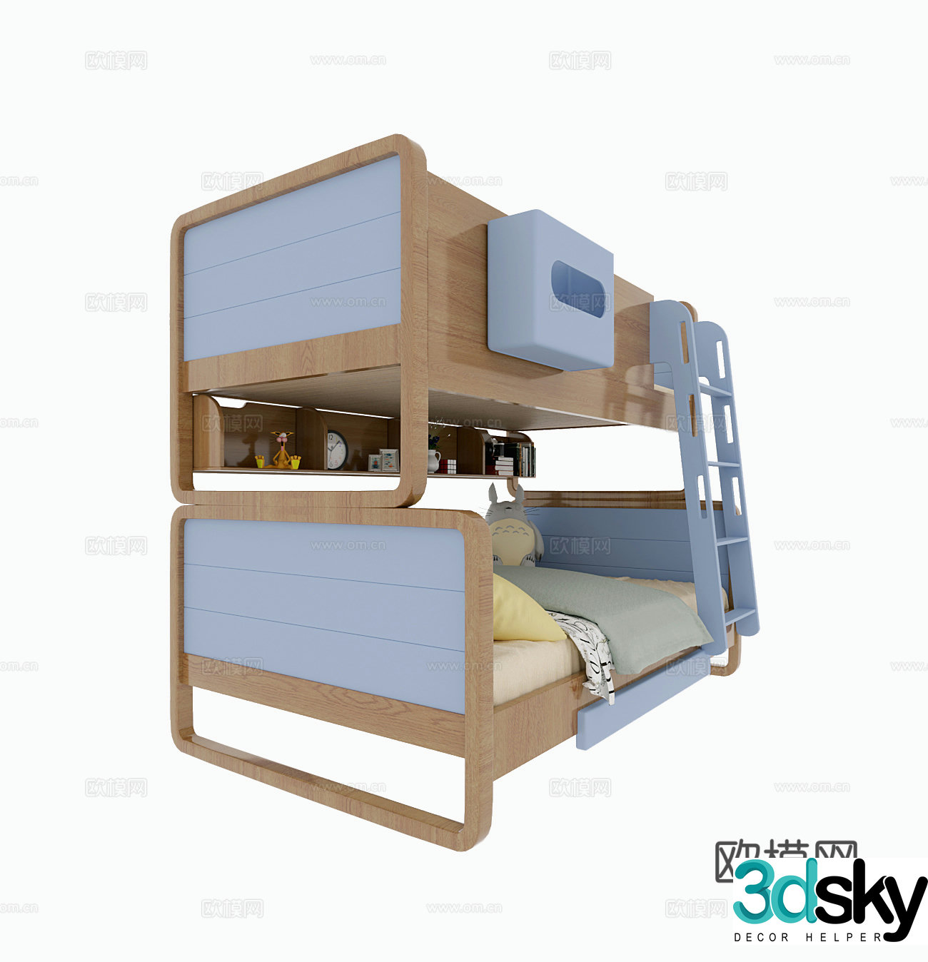 Children’s room high and low bed up and down bed wooden bed children’s bed 3d model
