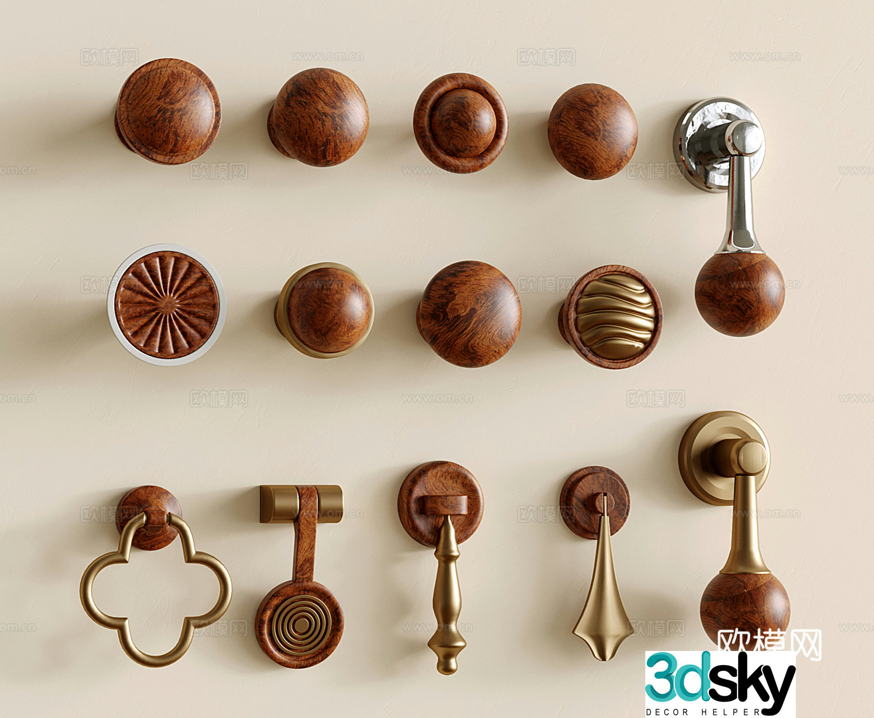 Middle style handle cabinet door handle handle round handle metal handle 3d model