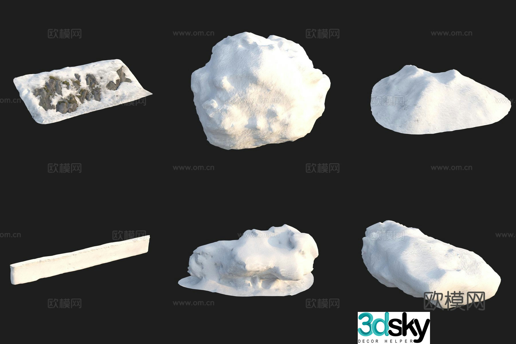 Snow piled up snow ice and snow 3d model