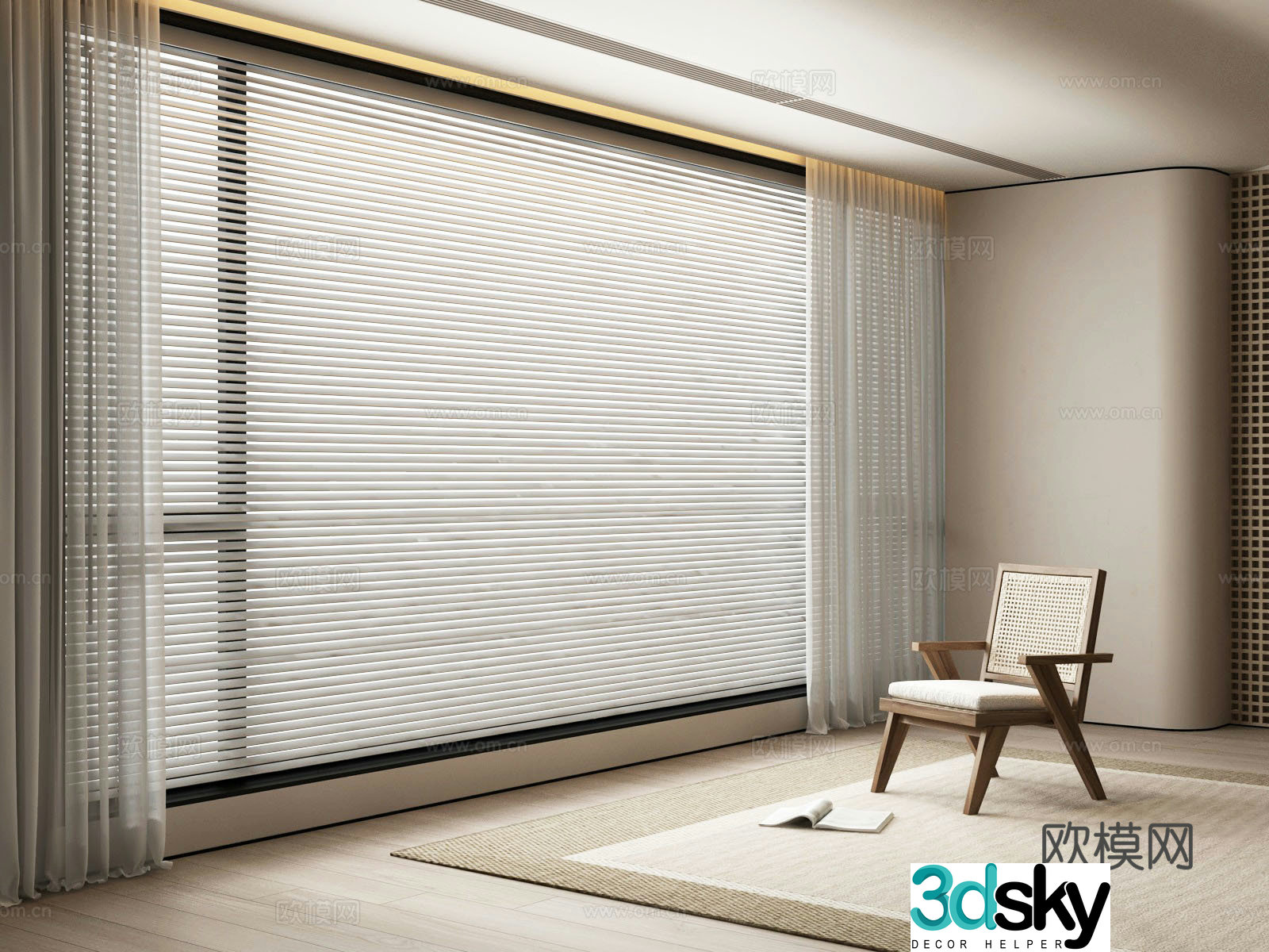 Modern gauze curtain venetian blinds lounge chair 3d model
