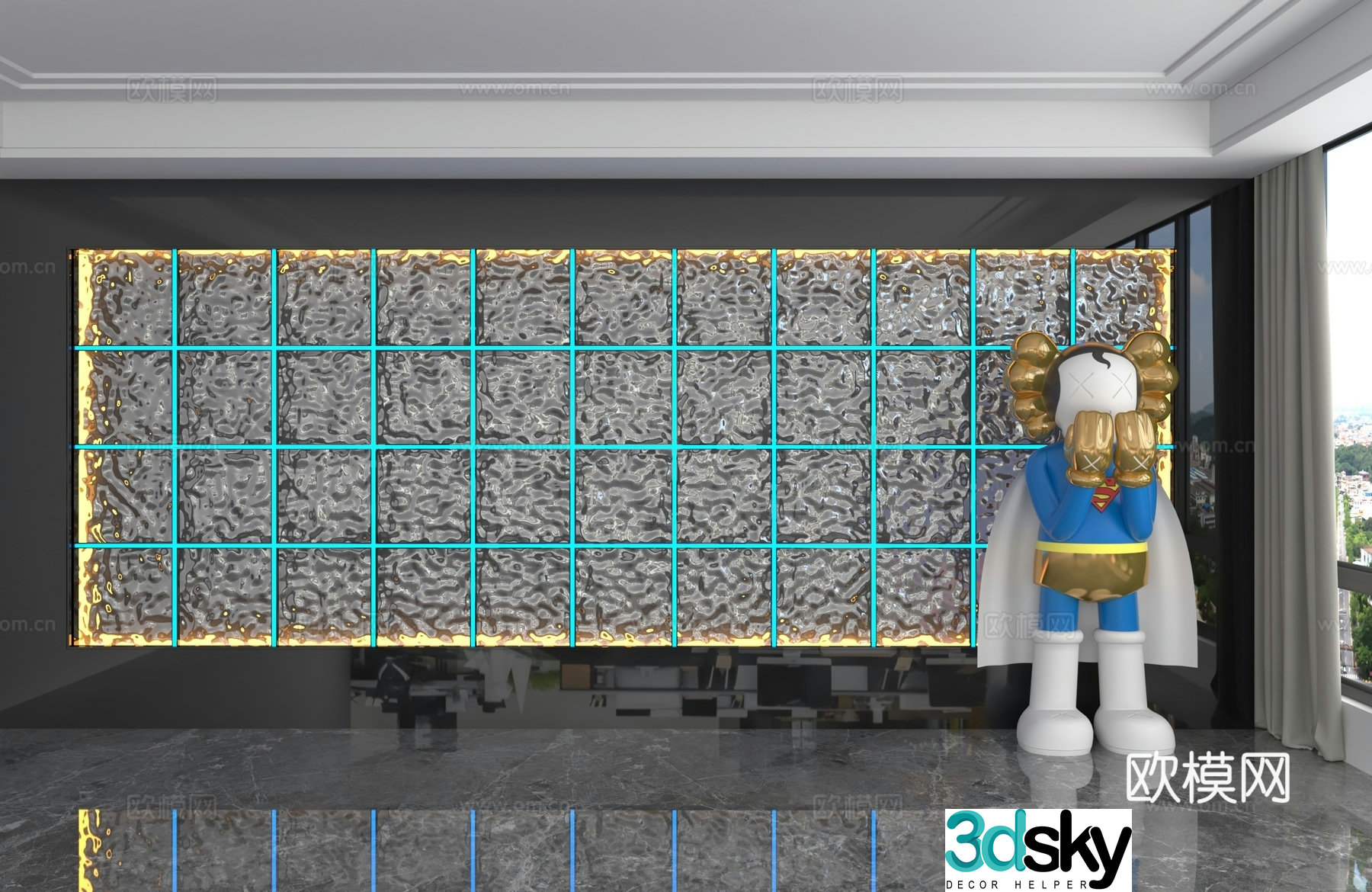 Modern background wall 3d model