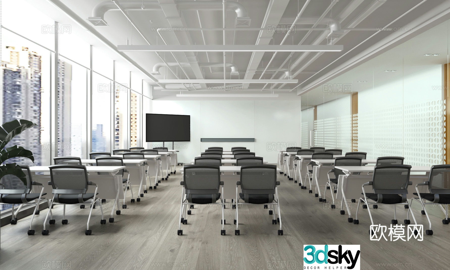 Industrial style conference room multifunctional room training room learning discussion room 3D model
