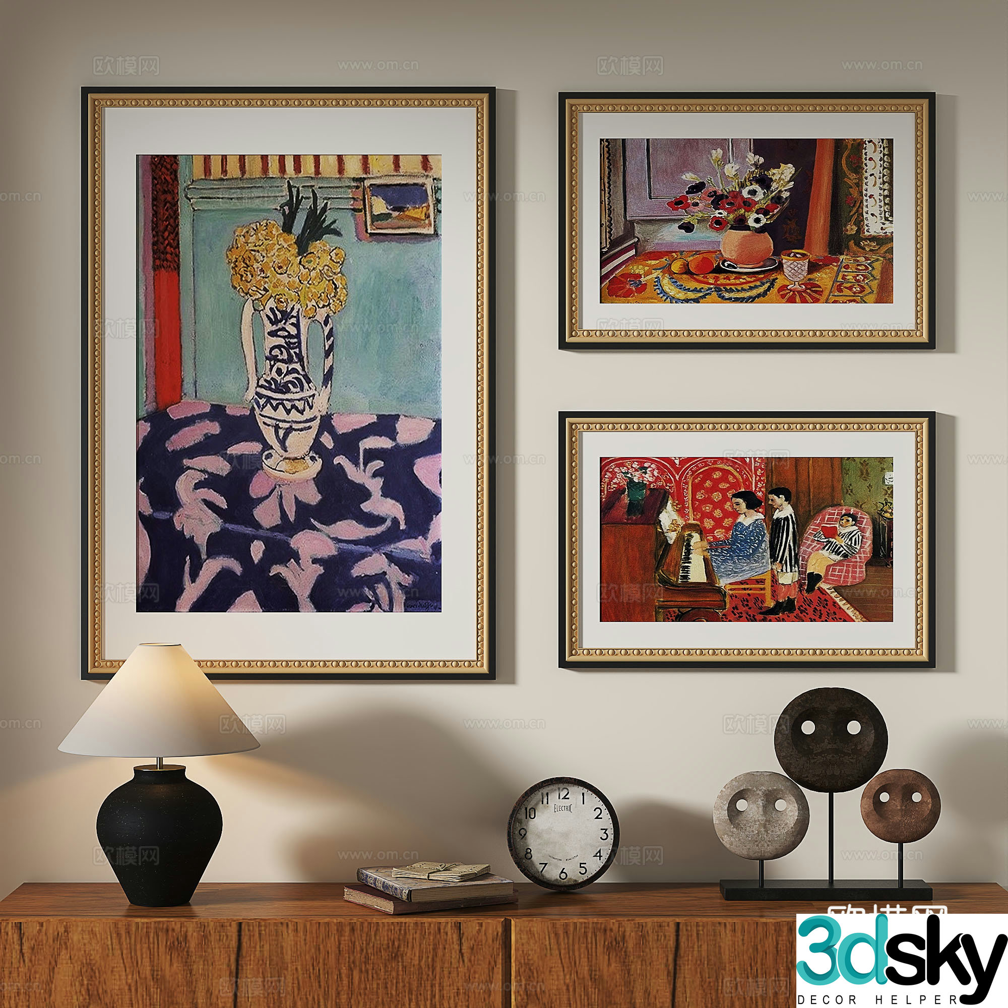 French retro oil painting modern European classical decorative painting 3d model