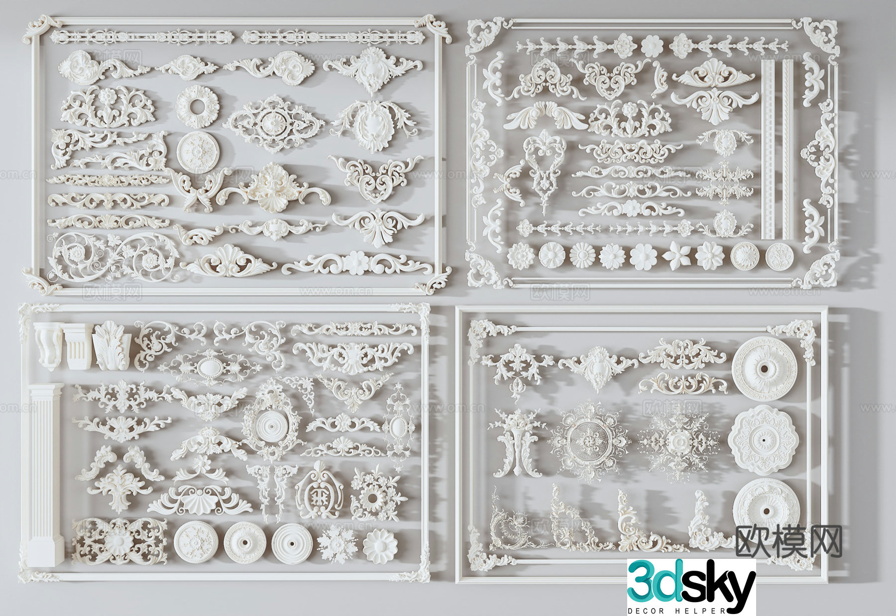 Modern French gypsum line carved 3d model