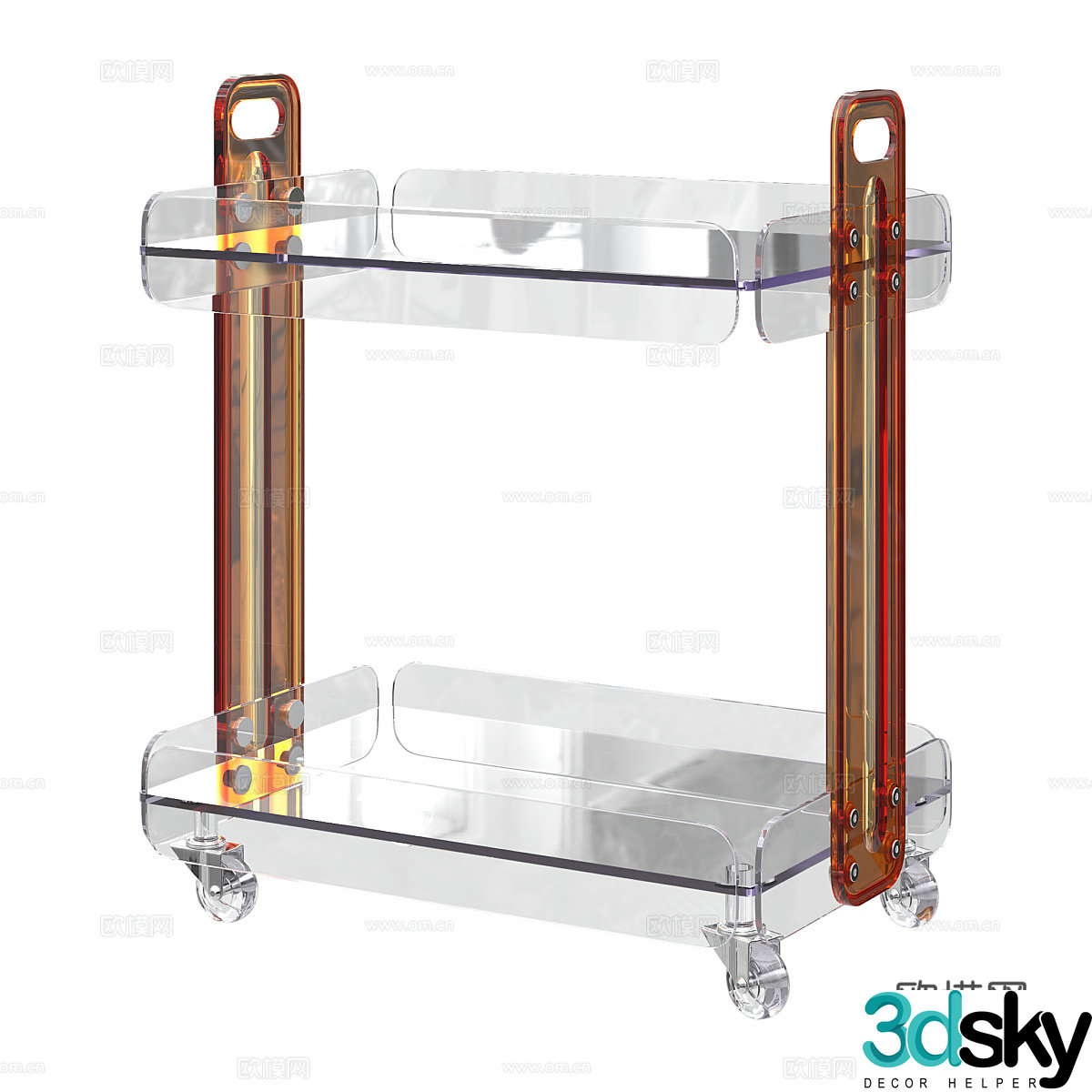 Modern simple cart Wine cabinet cart Bar decoration cart 3d model