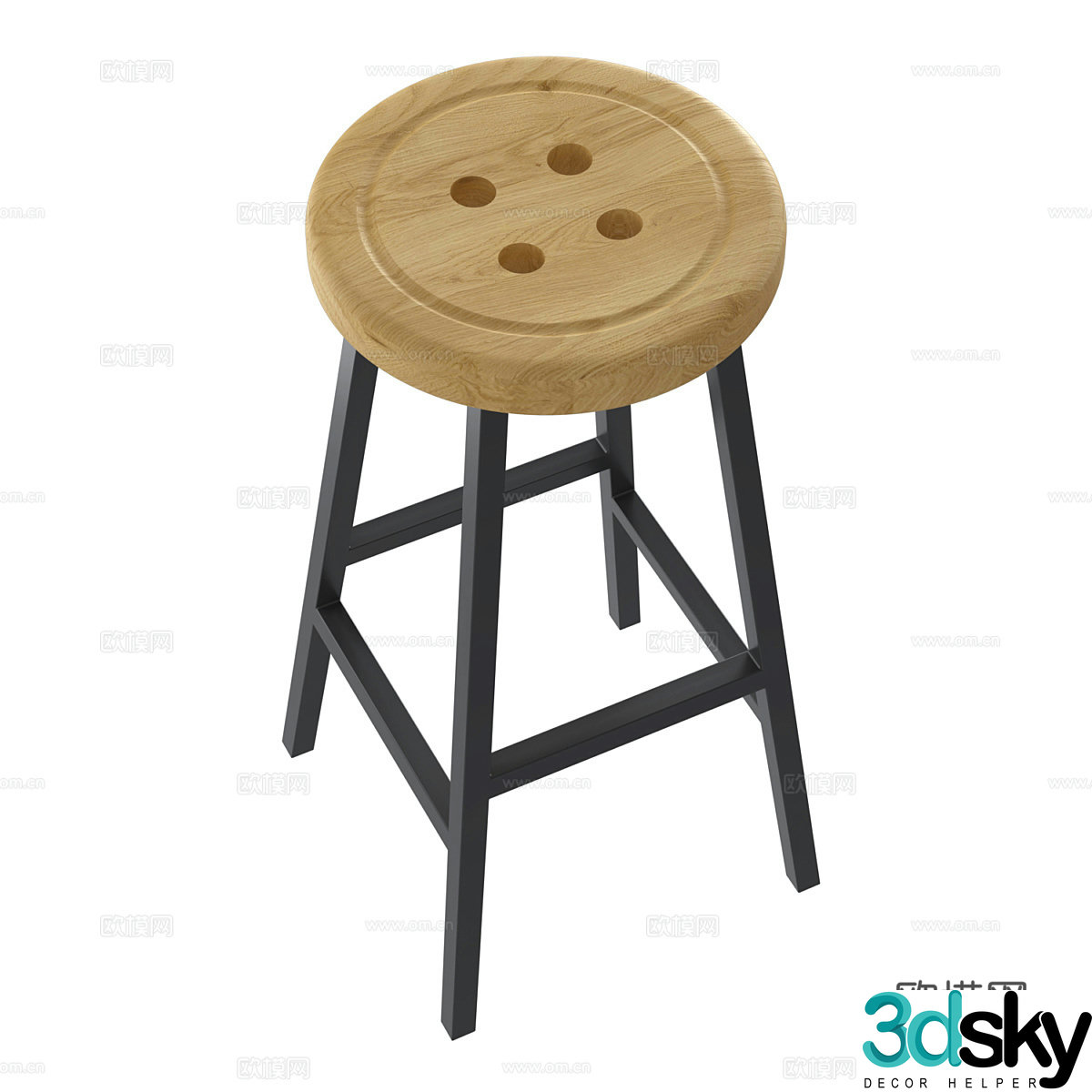 Nordic simple bar chair chair chair simple chair stool bar stool 3d model