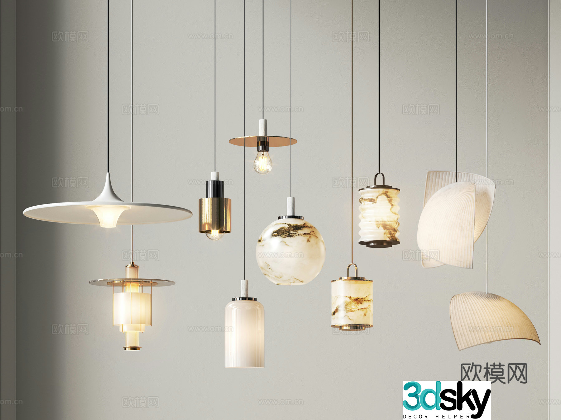 New Chinese style Song Xiao Chandelier Bedside Chandelier Restaurant Chandelier Metal Chandelier 3D Model