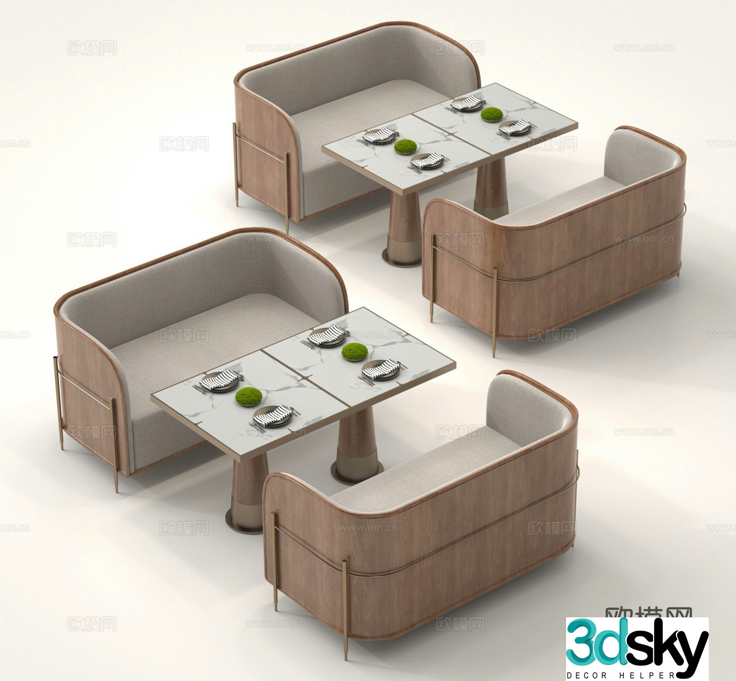 Card holder partition seat group 3d model