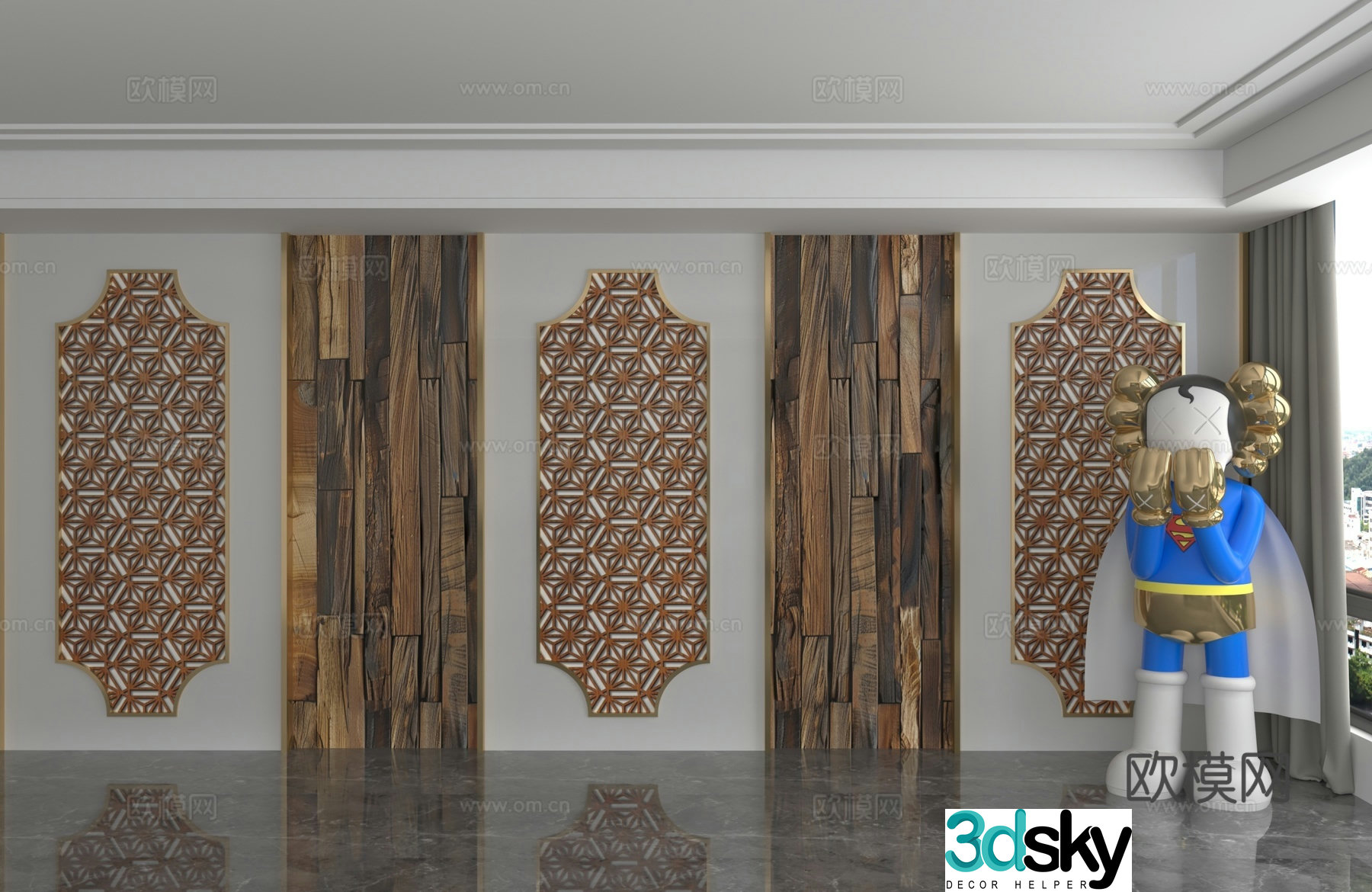 Modern background wall 3d model
