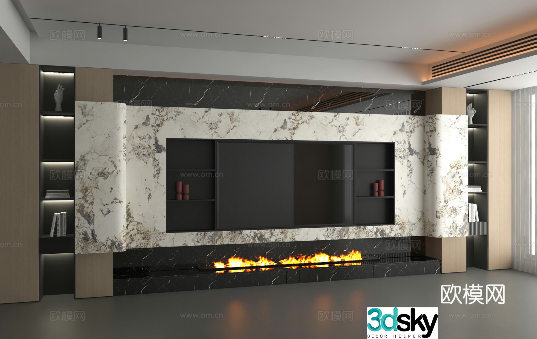 3d model of TV background wall