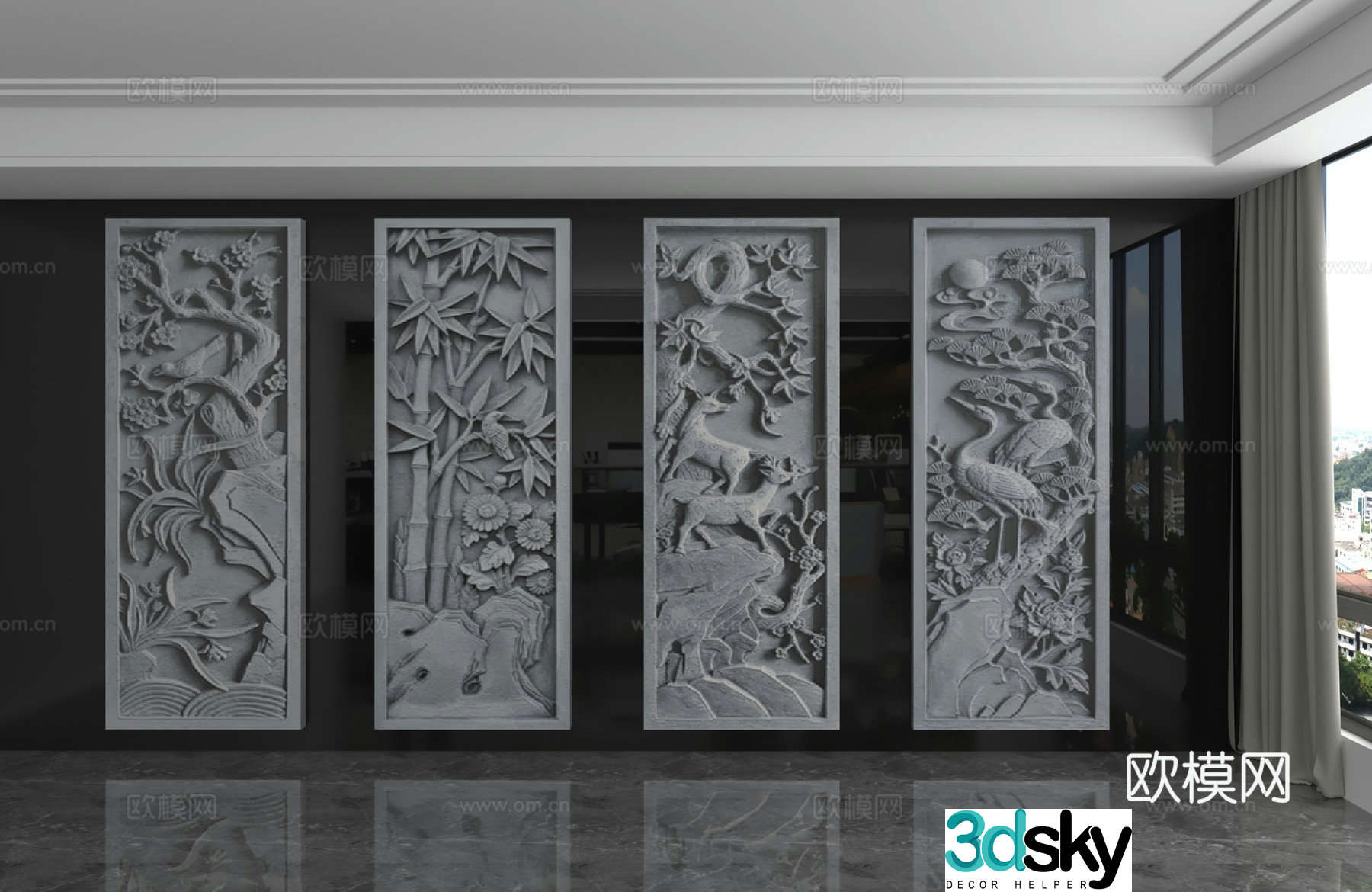 Modern background wall 3d model
