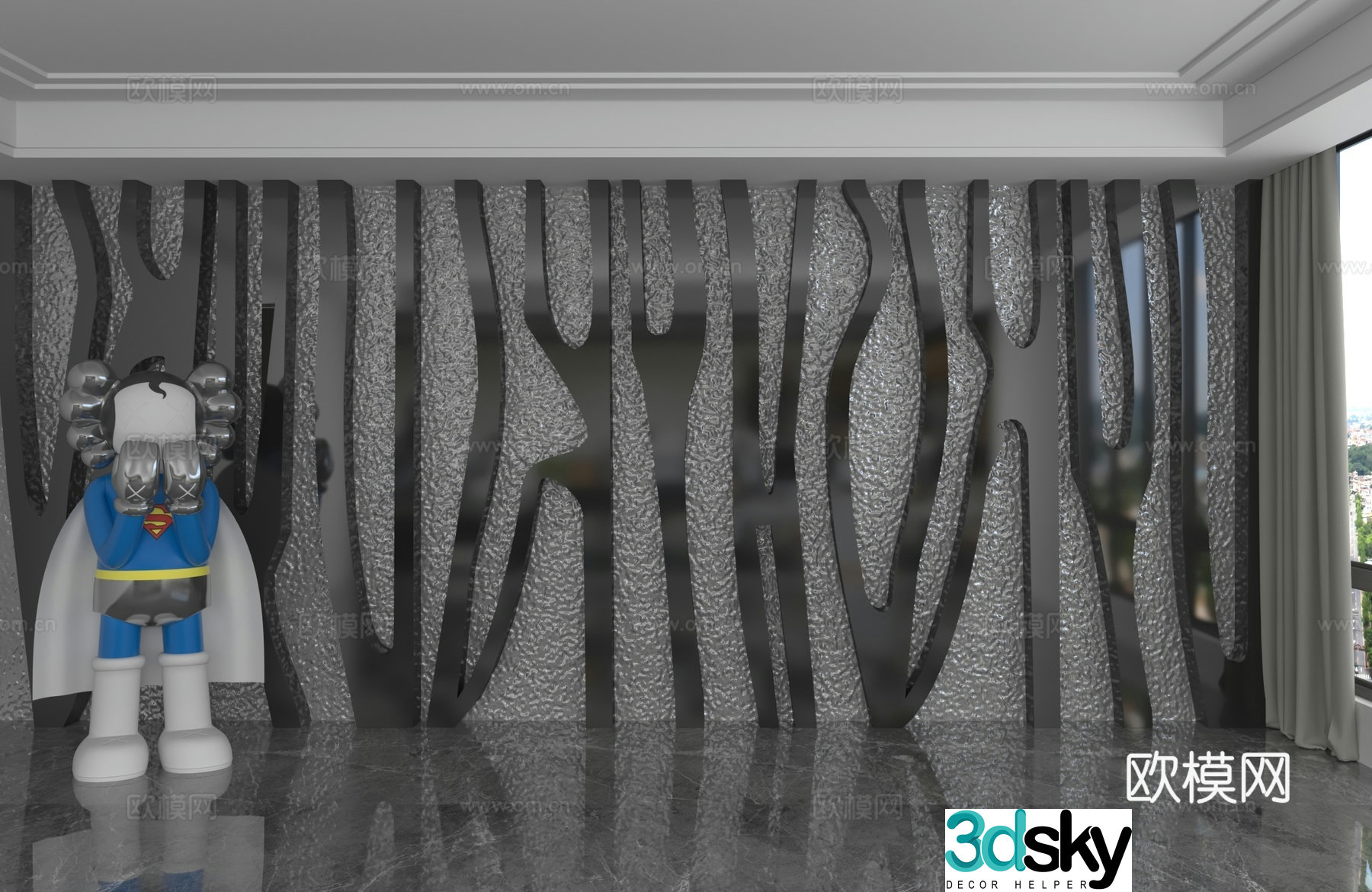 Modern background wall 3d model