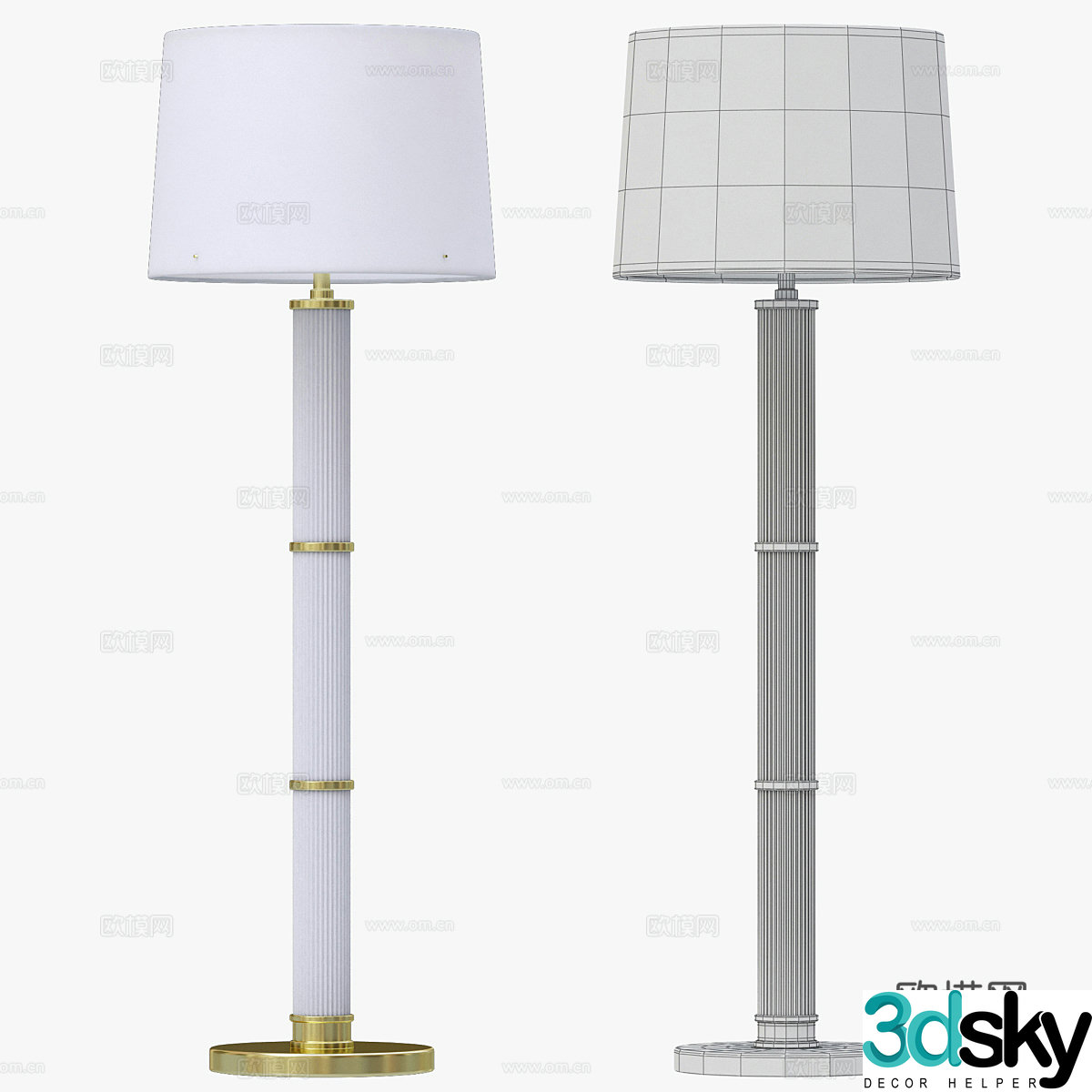 Ralph Lauren ALLEN Natural Brass Floor Lamp 3D Model