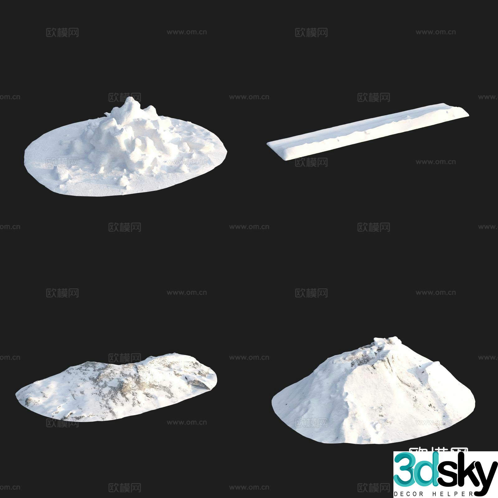 Snow piled up snow ice and snow 3d model