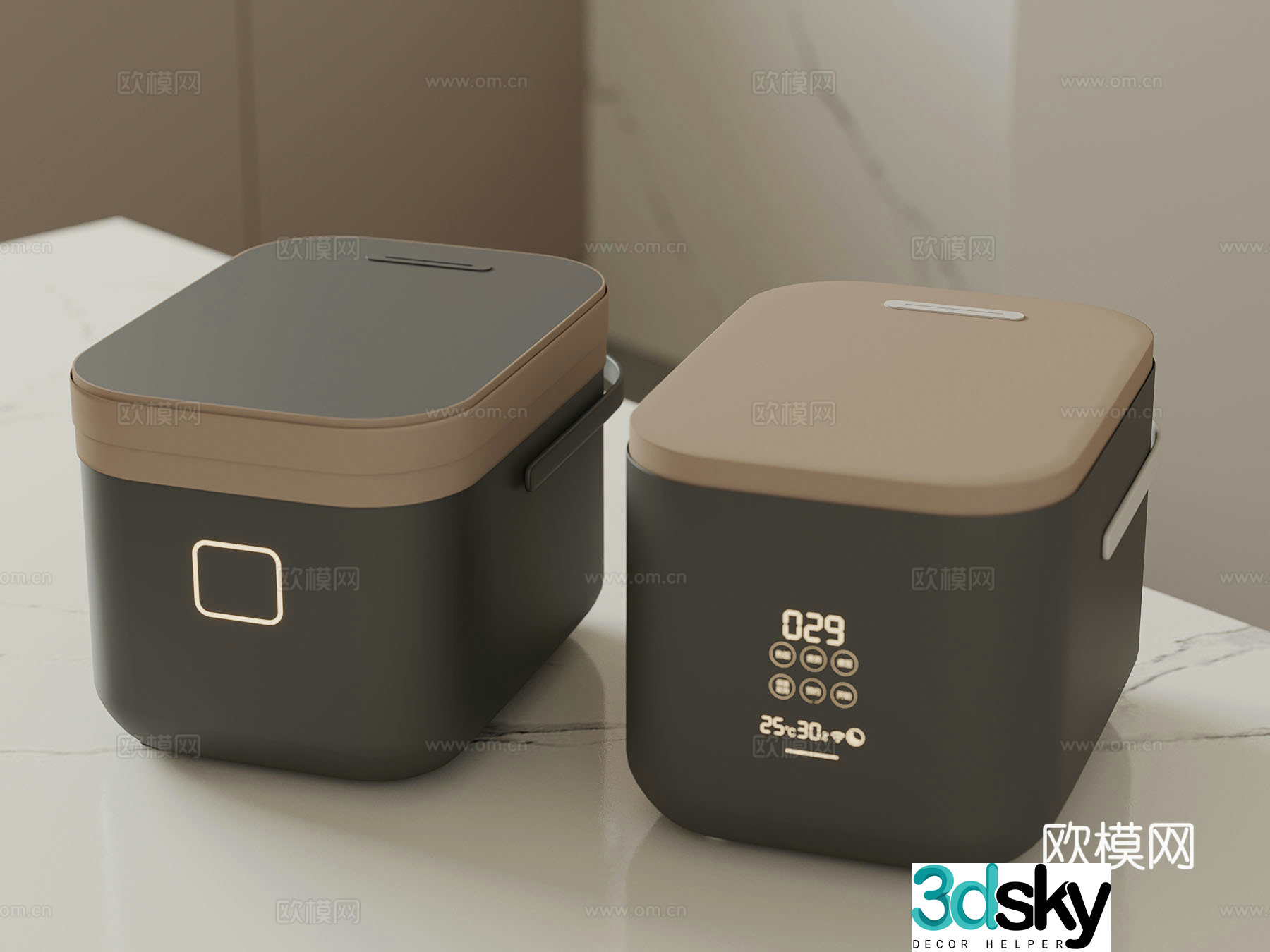 Modern simple rice cooker household appliances 3D model