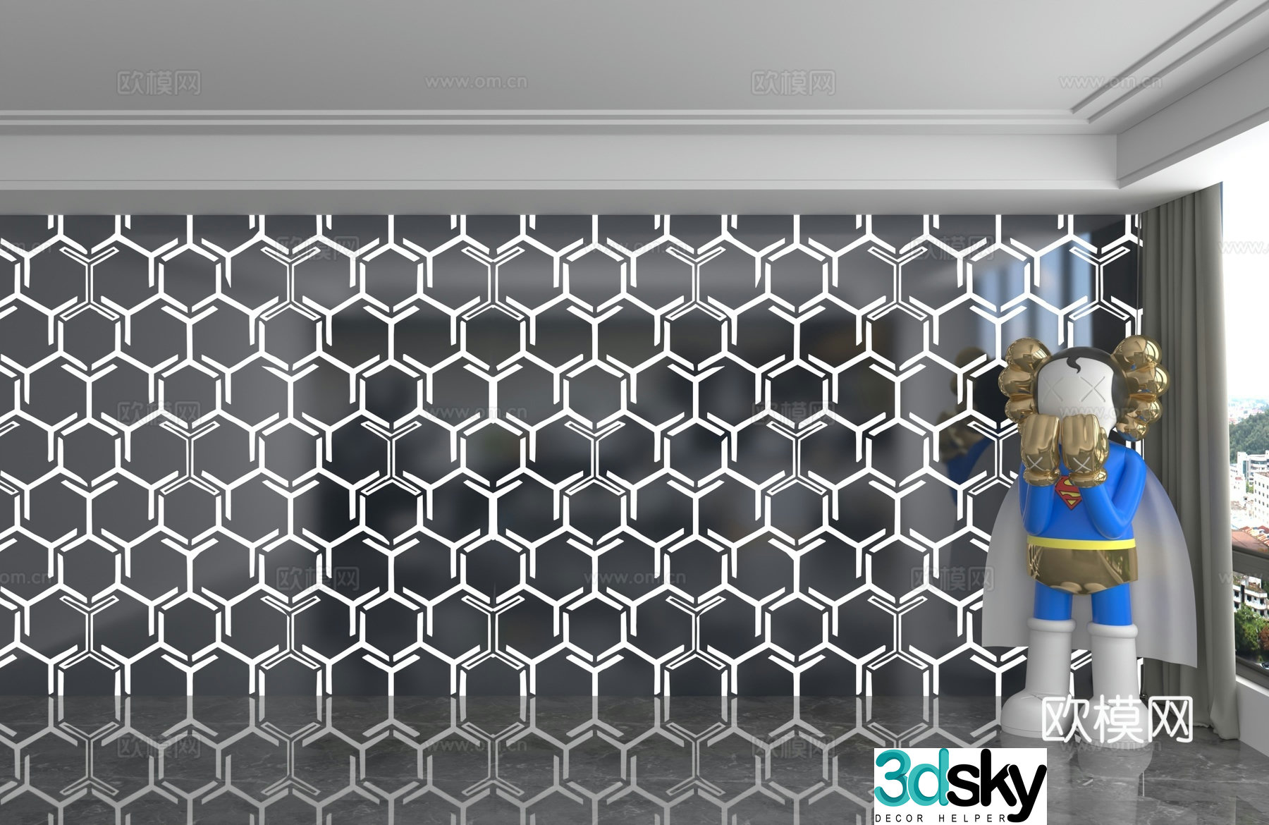 Modern background wall 3d model