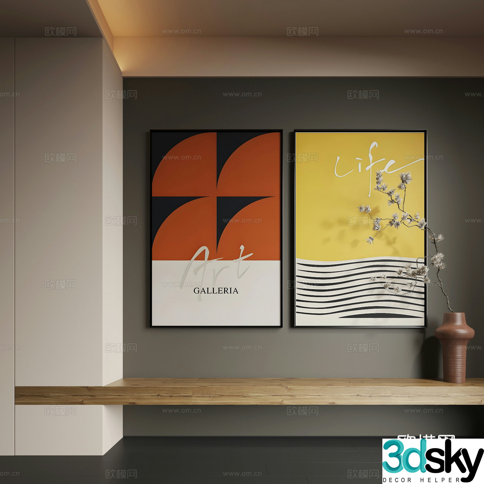 Modern abstract hanging paintings Modern combination paintings Modern minimalist hanging paintings 3d model
