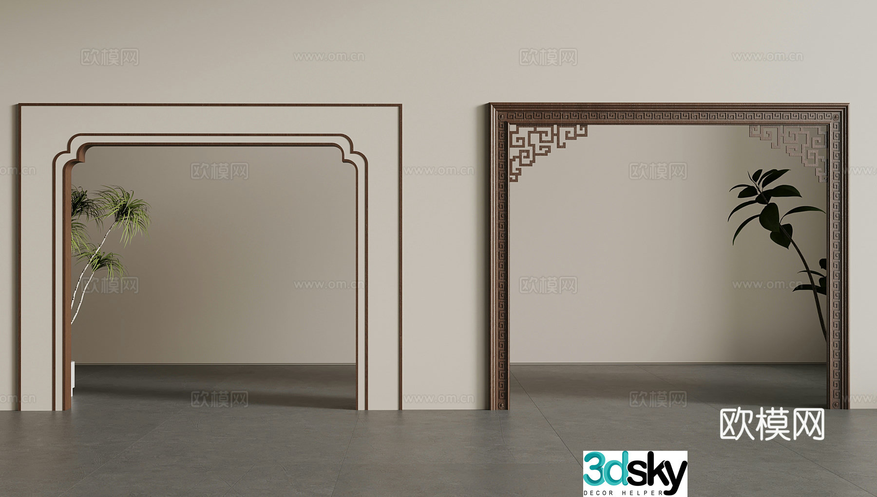 New Chinese style medieval door cover jamb lines wall light 3d model