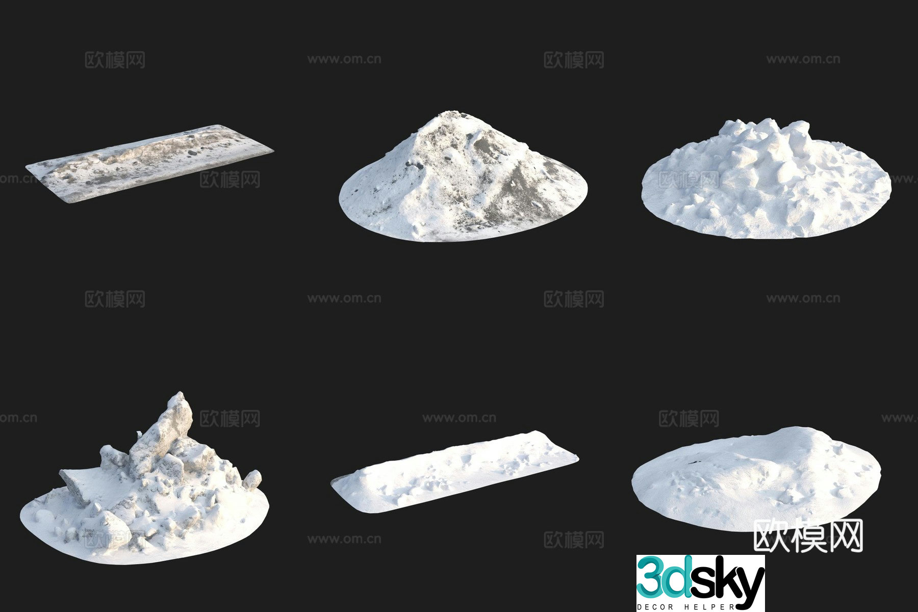 Snow piled up snow ice and snow 3d model