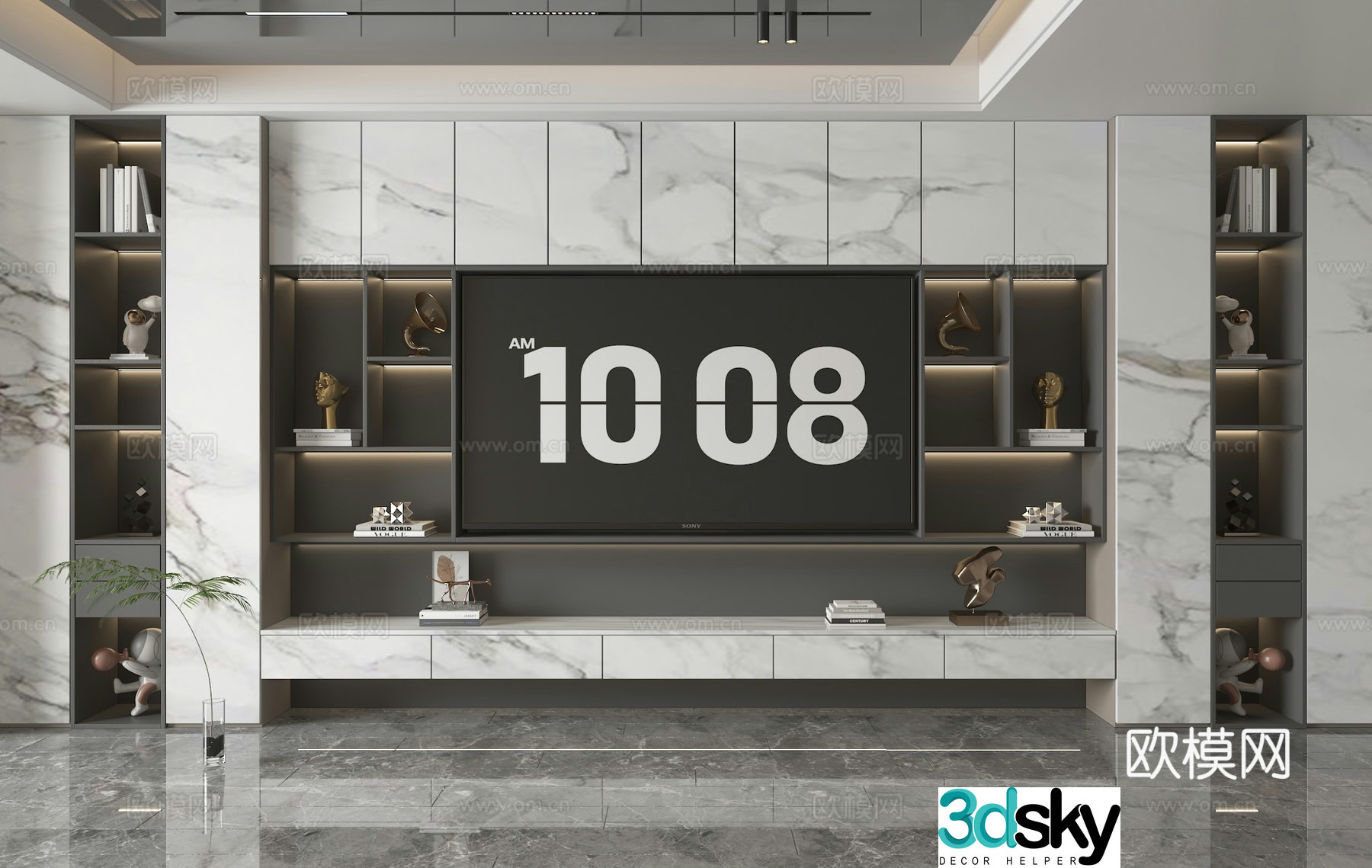 3d model of TV background wall