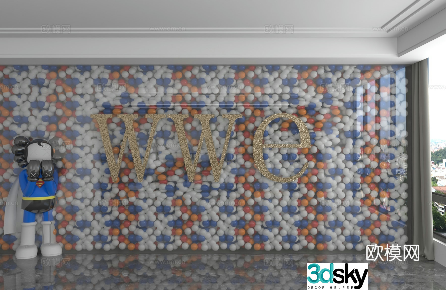 Modern background wall 3d model