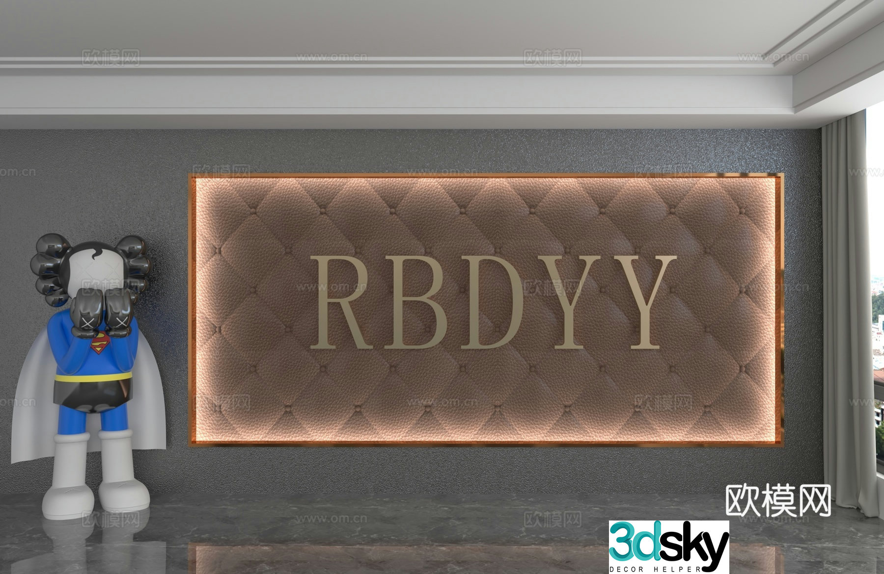 Modern background wall 3d model