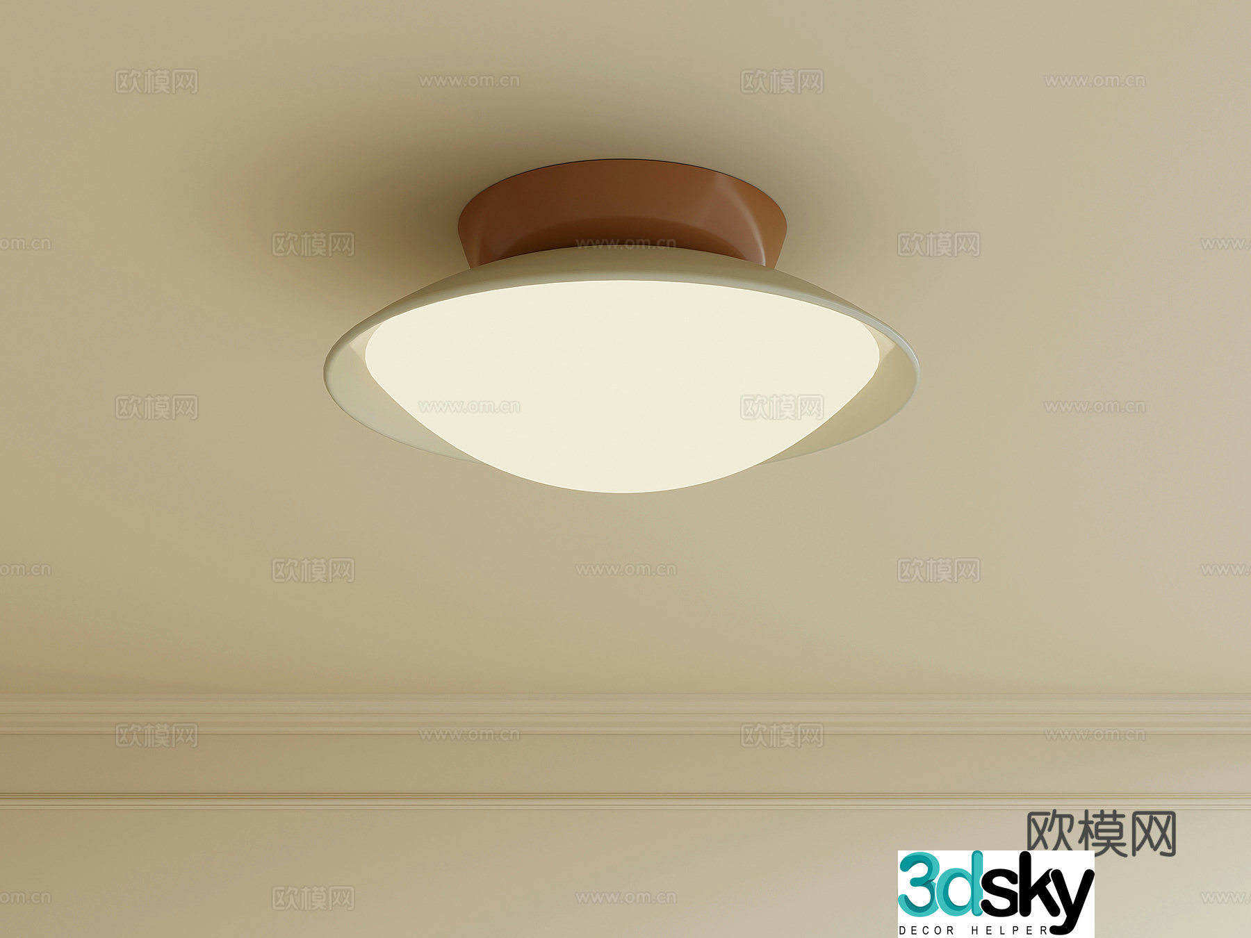 Modern Cream Ceiling Light 3D Model