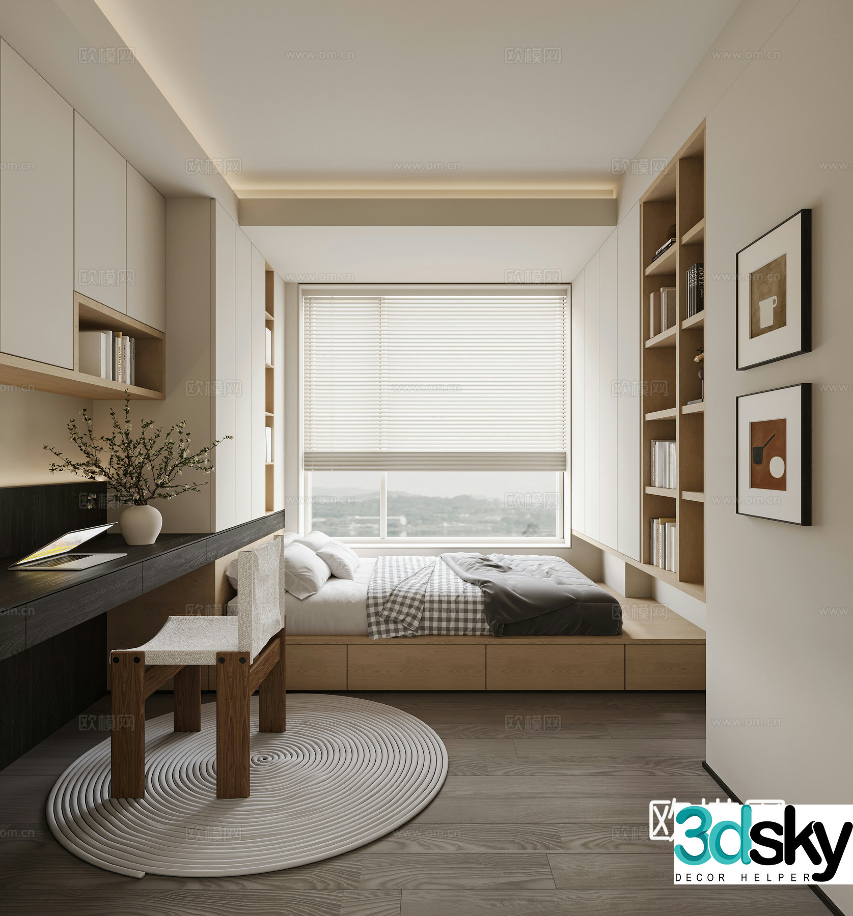 Modern tatami bedroom 3d model