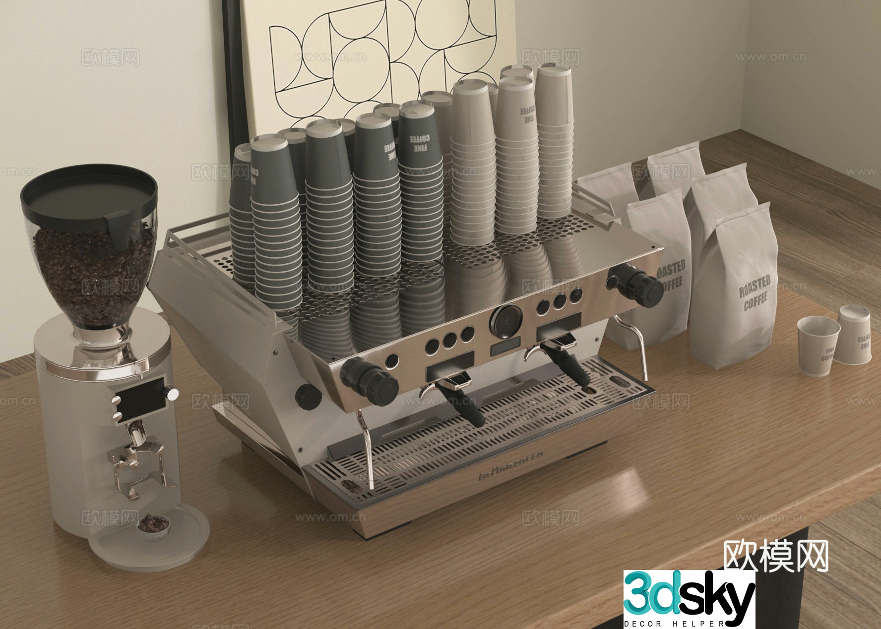 Coffee maker disposable paper cup 3d model
