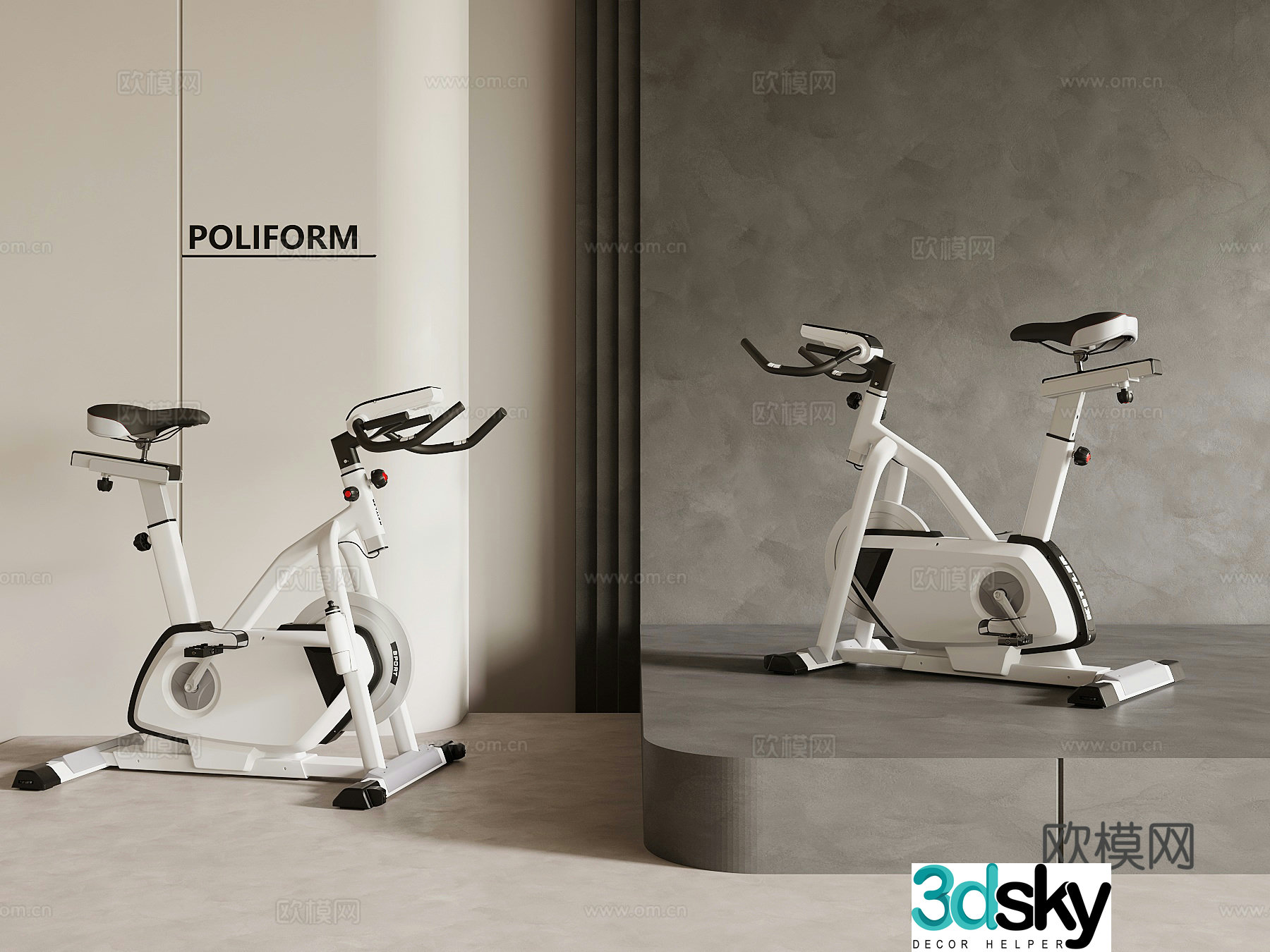Modern fitness equipment dynamic bicycle 3d model