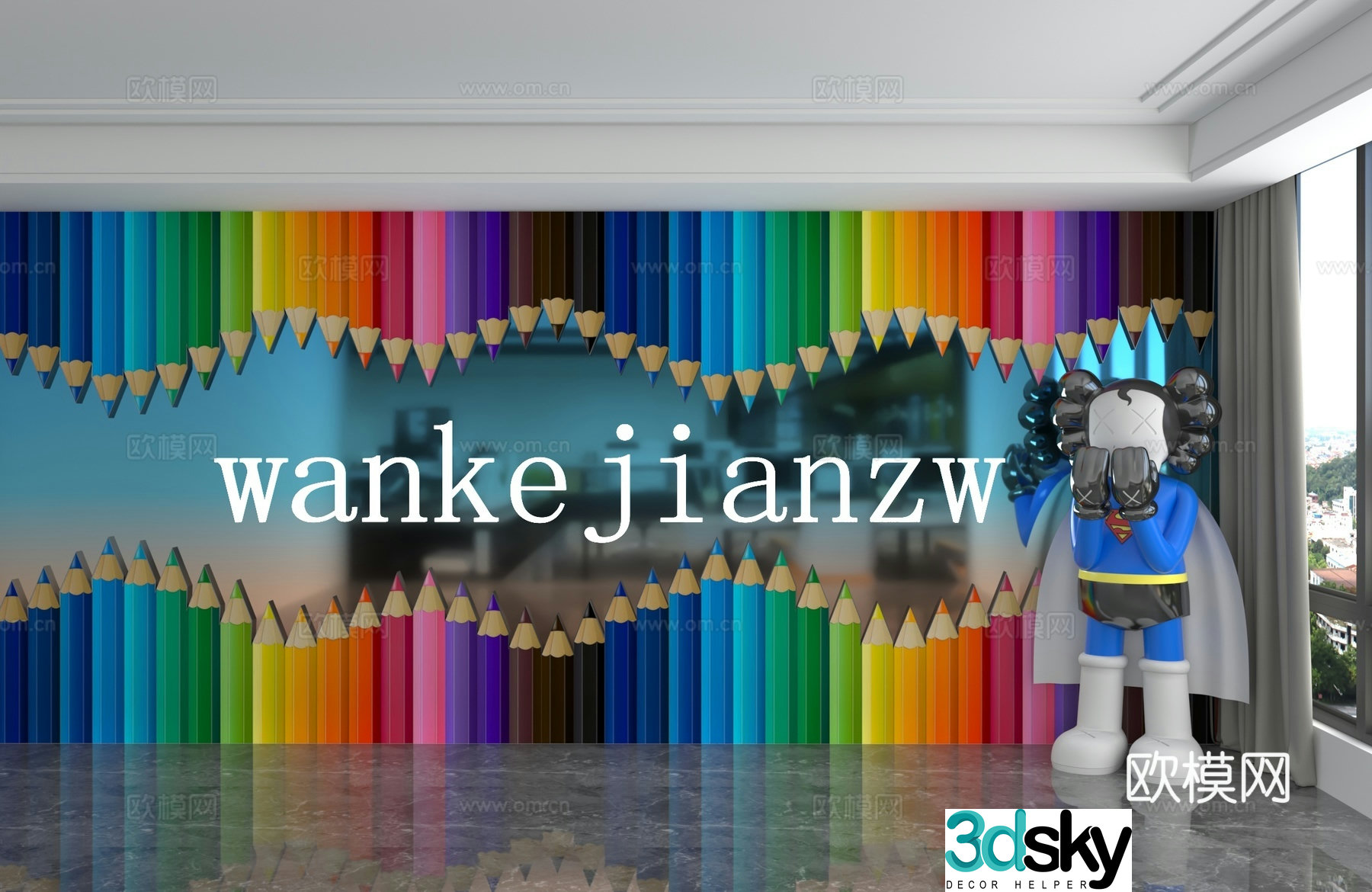 Modern background wall 3d model