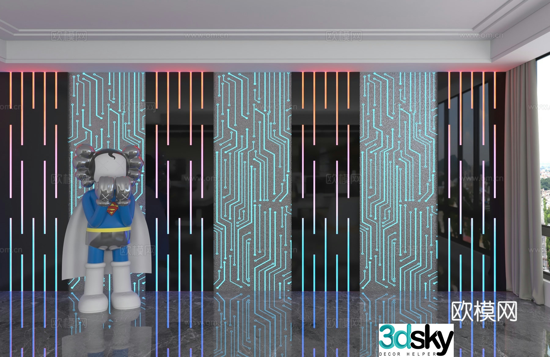 Modern background wall 3d model