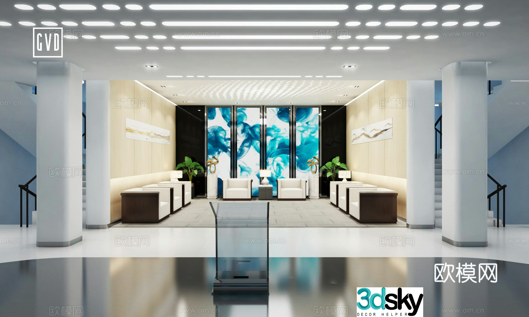 Reception room Reception room Modern technology reception room Art screen LED display wall Digital 3D model