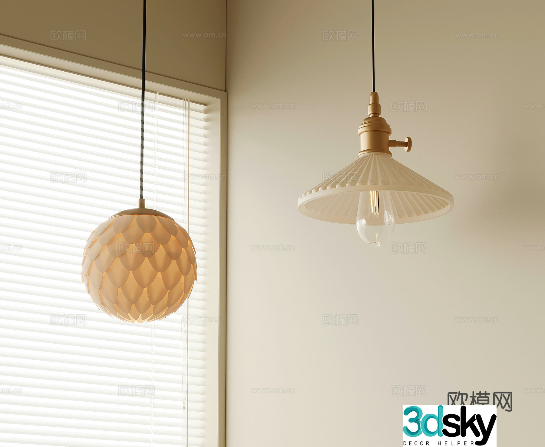 Creamy Fishing Line Chandelier Small Chandelier 3D Model