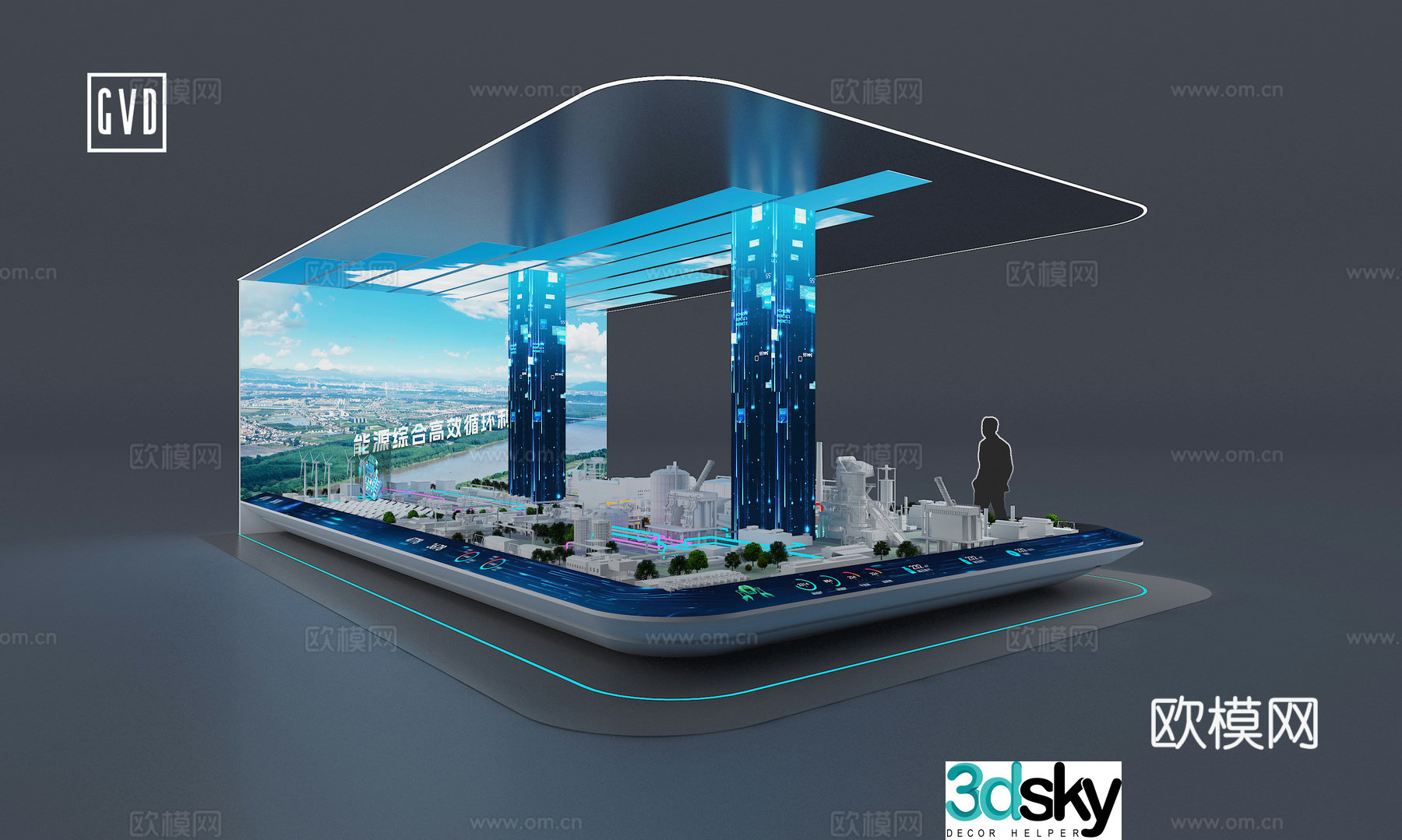 Modern Technology Exhibition Hall Electronic Sand Table Digital Sand Table Steel Metallurgical Process Steel Sheng 3D Model
