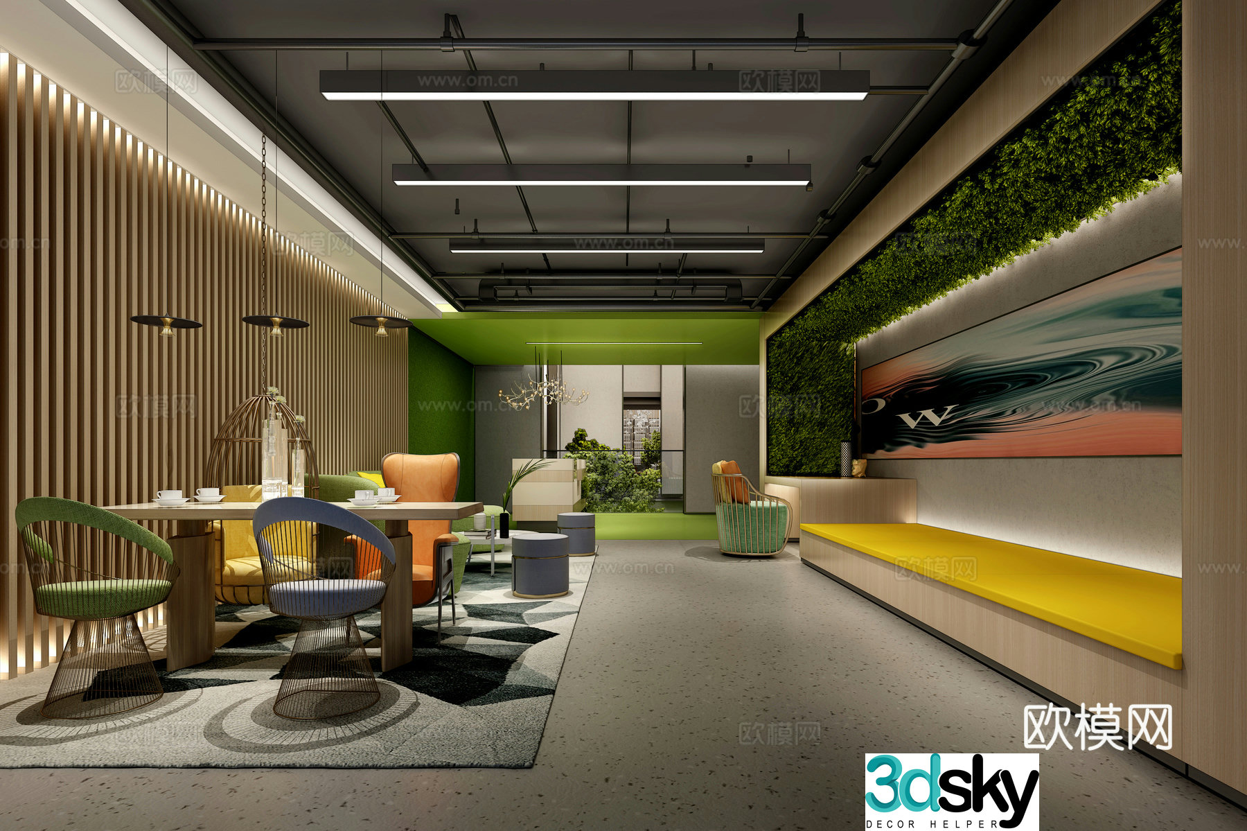 Modern office area 3d model