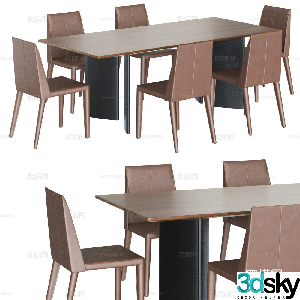 Dining table and chair combination Modern dining table and chair 3D model