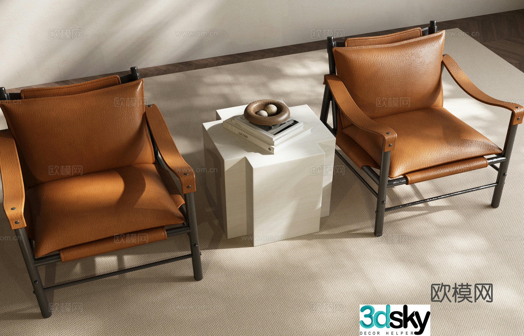 Modern Italian leisure chair combination Italian leisure chair leather leisure chair 3d model
