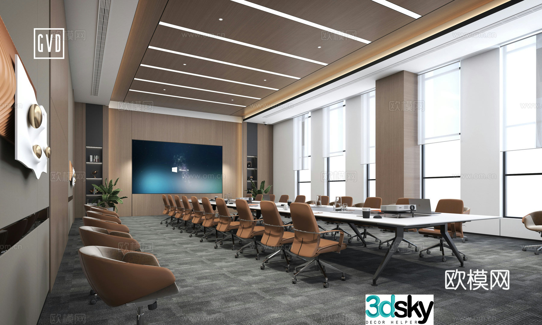 Modern conference room Warm color conference room Large conference room Multi-person conference room Multifunctional conference room 3D model