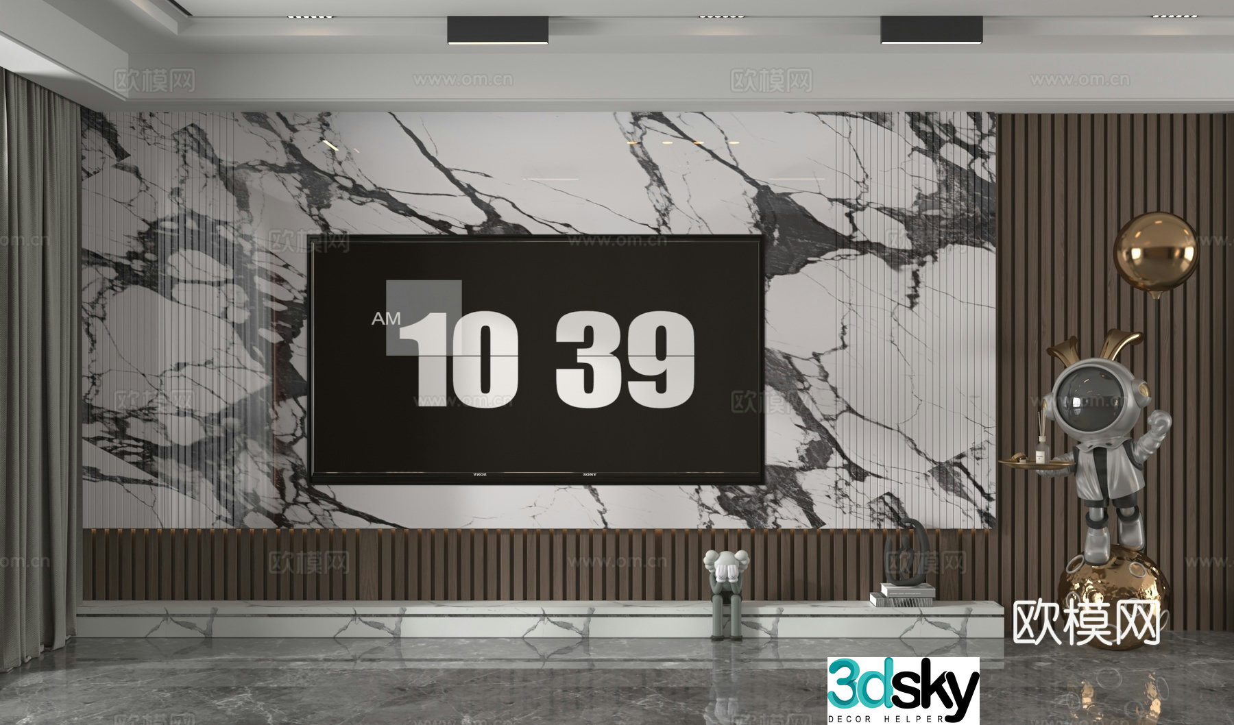 3d model of TV background wall