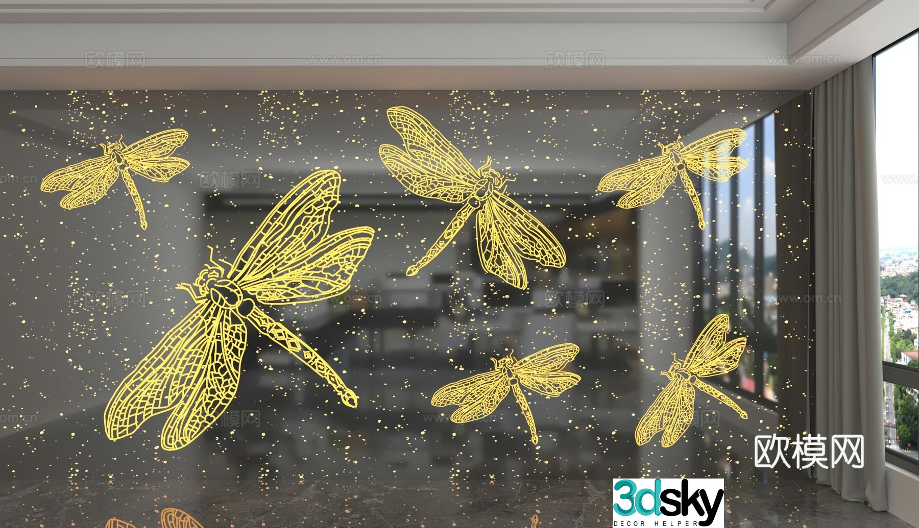 Modern background wall 3d model