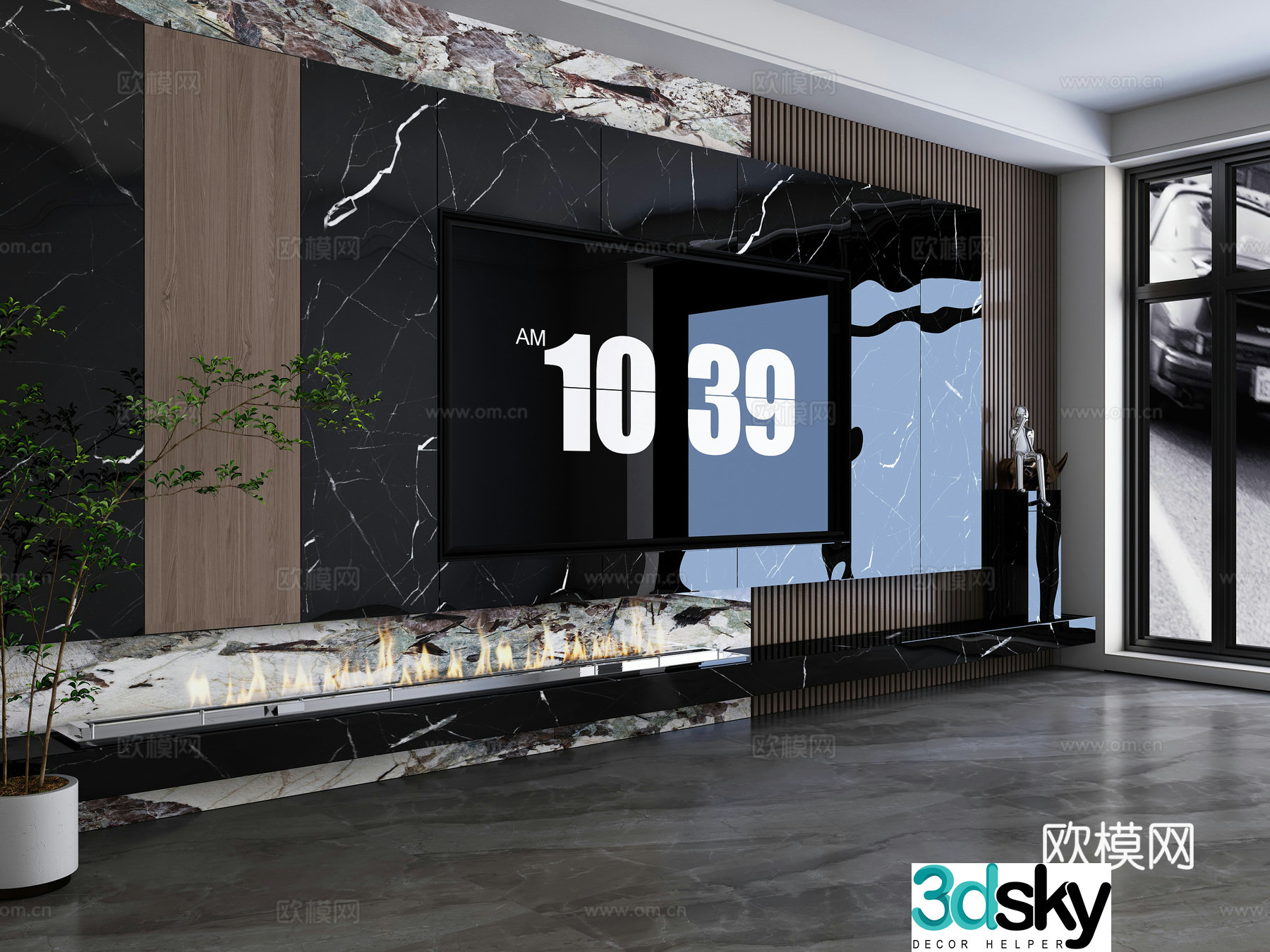 3d model of TV background wall