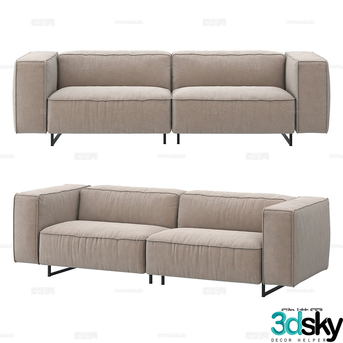 Modern simple double sofa Double sofa Simple sofa Living room sofa 3D model