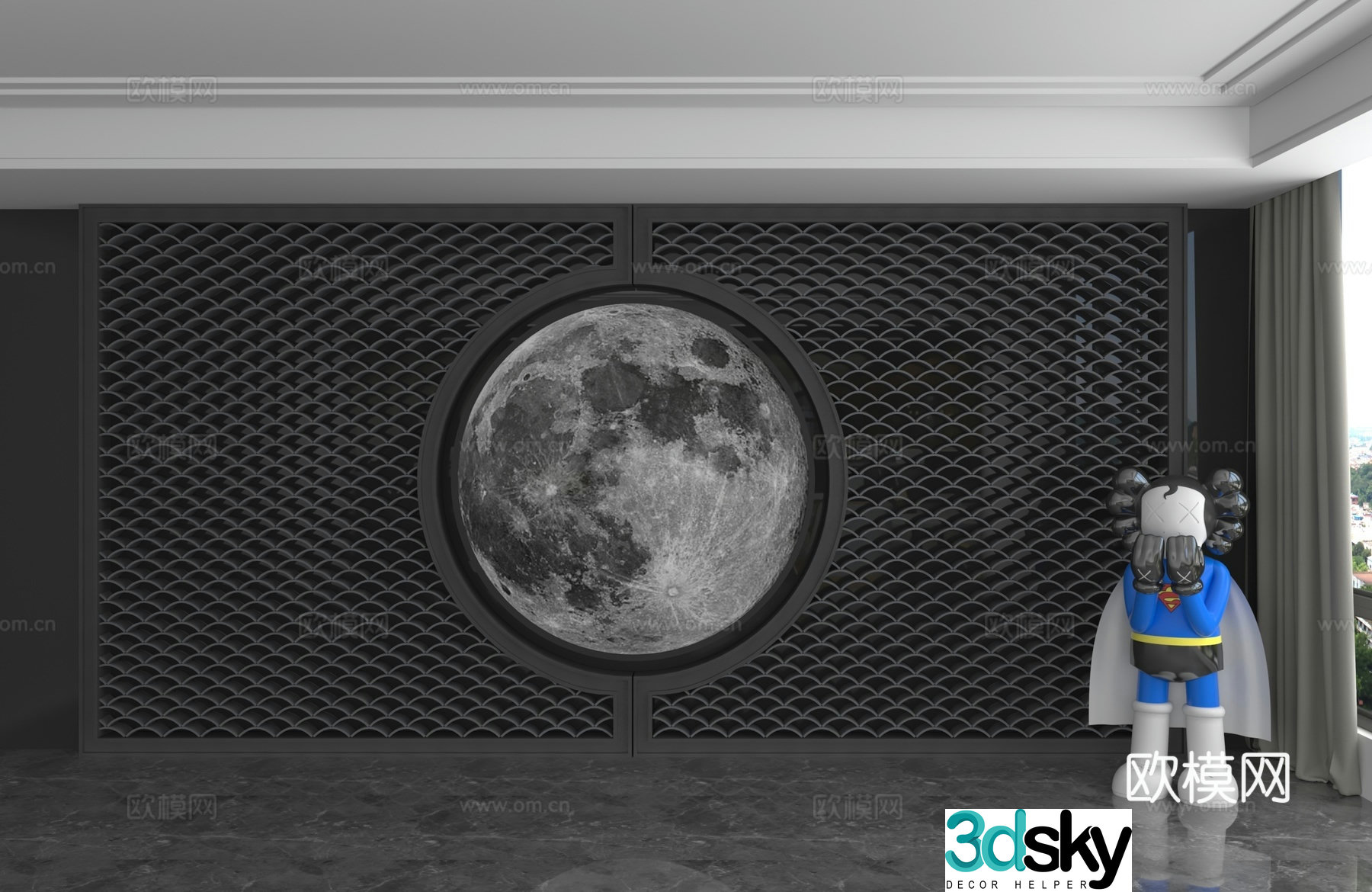 Modern background wall 3d model