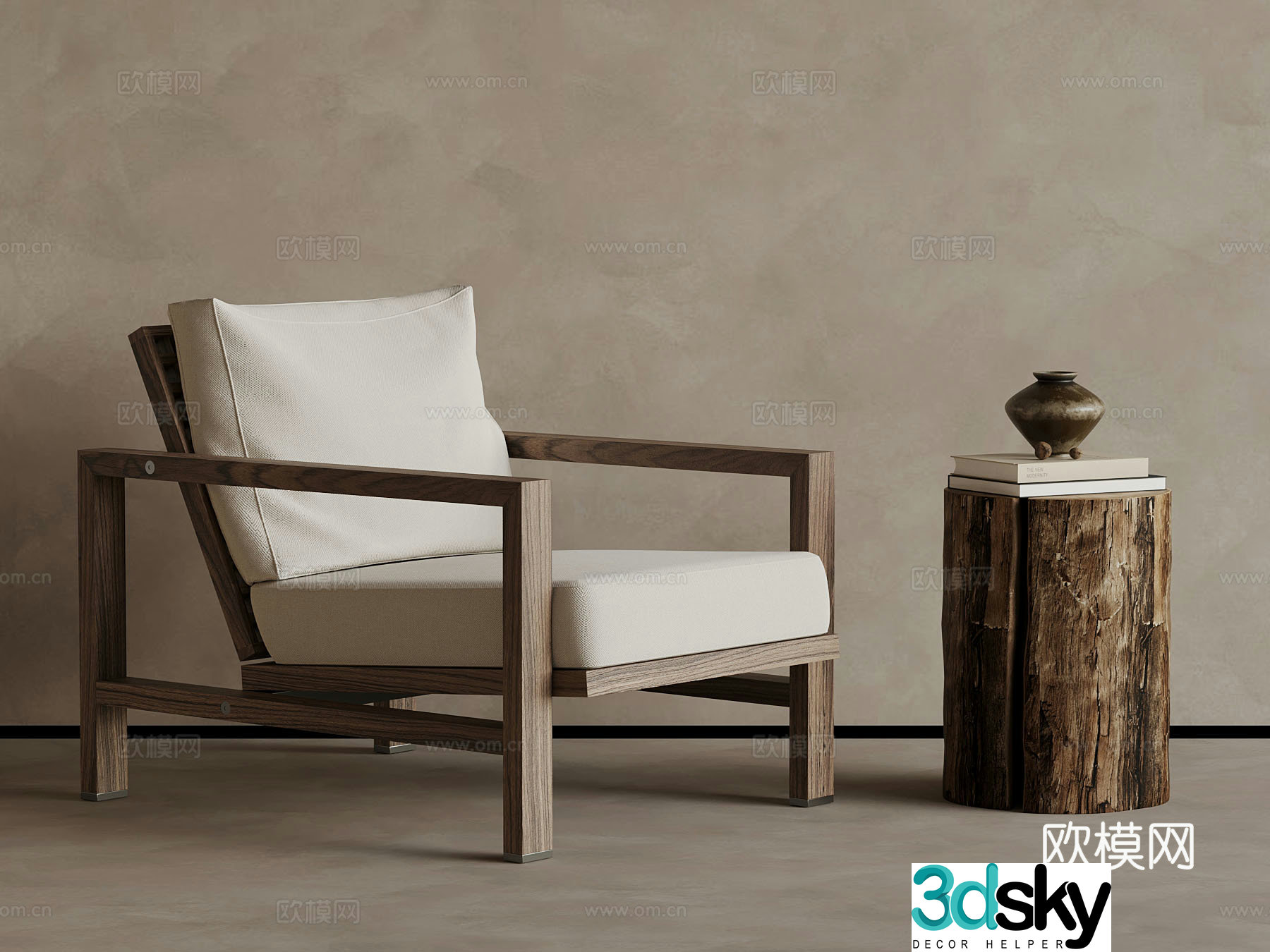 New Chinese style leisure chair recliner side 3D model