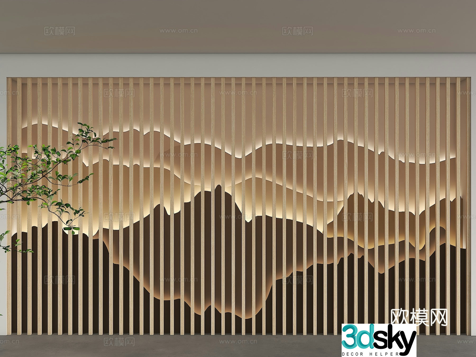 New Chinese style grille background wall landscape background wall landscape grille background wall pop painting background grid 3d model