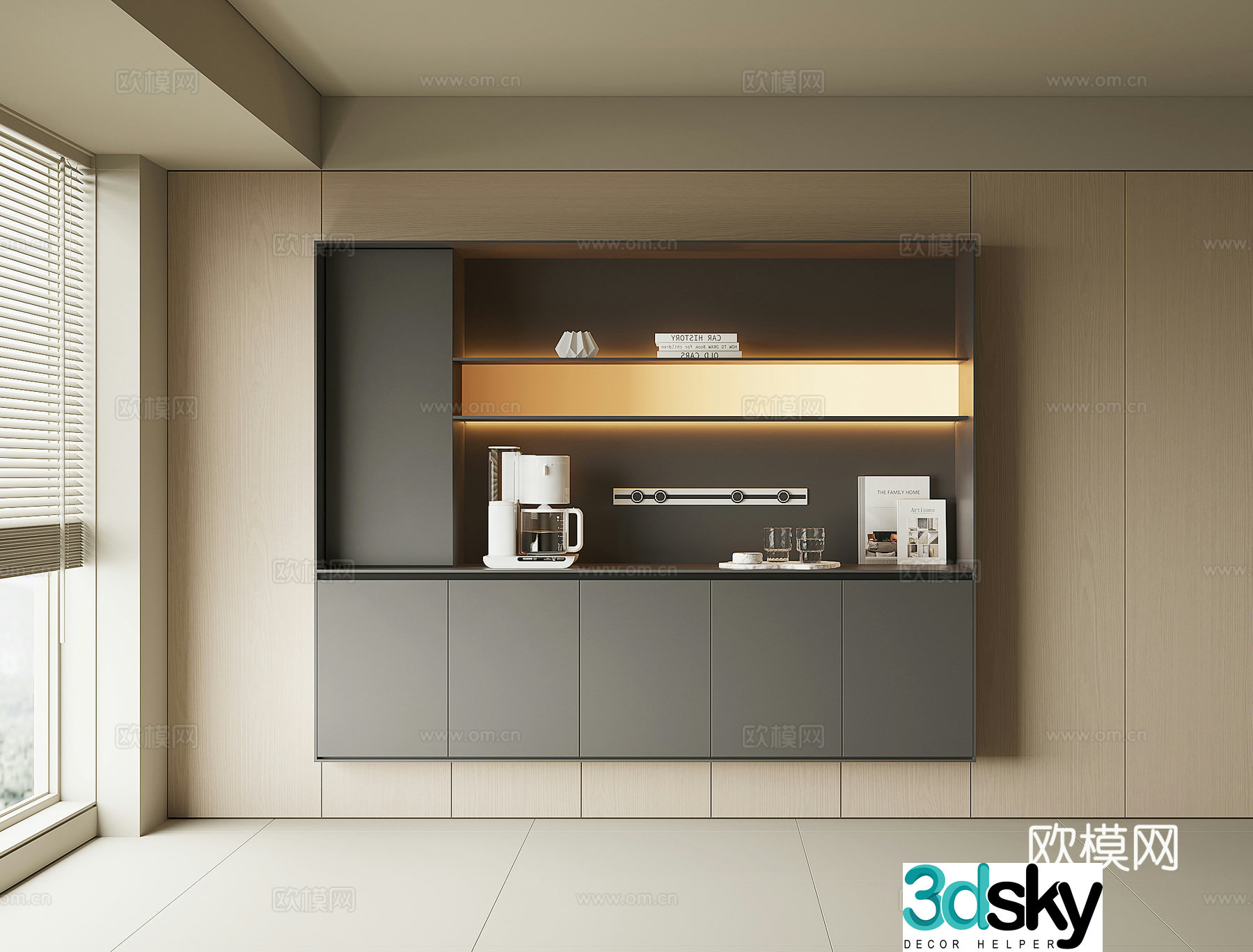 Modern wine cabinet sideboard 3D model